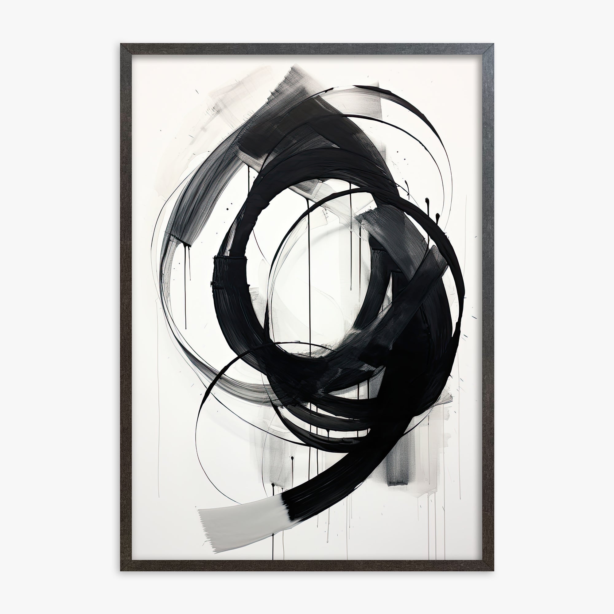 Ink Maelstrom, 70x100cm Framed Art Reproduction With Espresso Frame