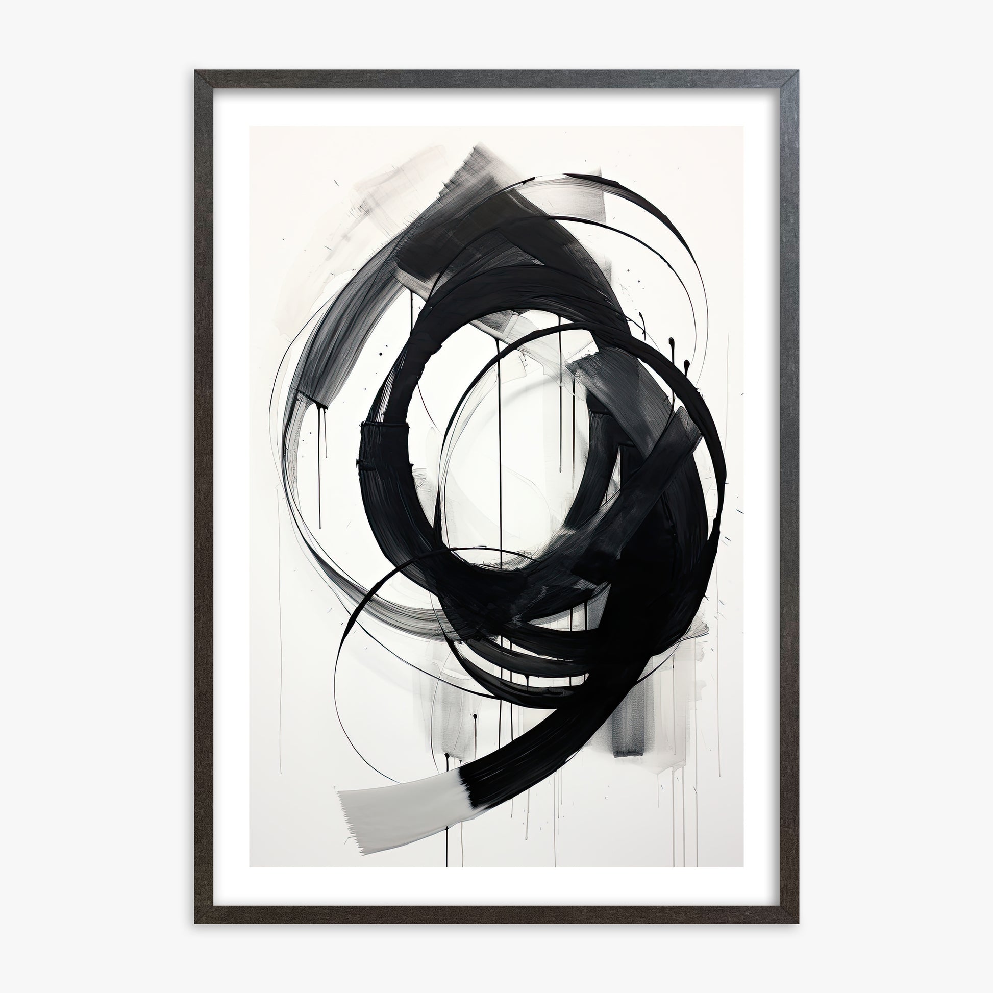 Ink Maelstrom, 70x100cm Framed Art Reproduction With Espresso Frame