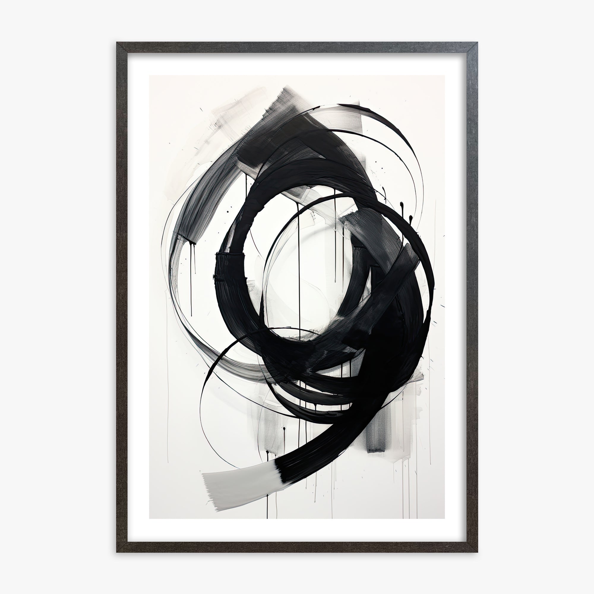 Ink Maelstrom, 70x100cm Framed Art Reproduction With Espresso Frame