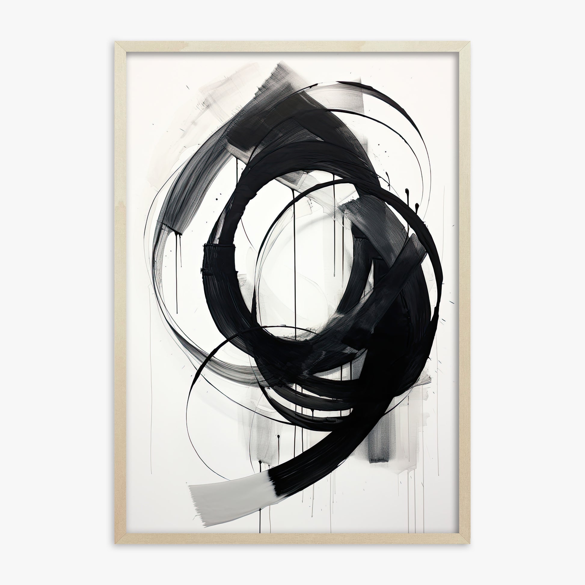 Ink Maelstrom, 70x100cm Framed Art Reproduction With Lime Wood Frame