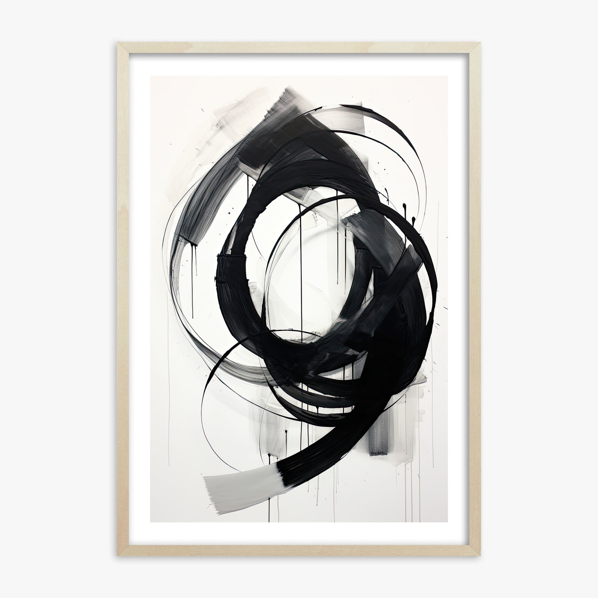 Ink Maelstrom, 70x100cm Framed Art Reproduction With Lime Wood Frame
