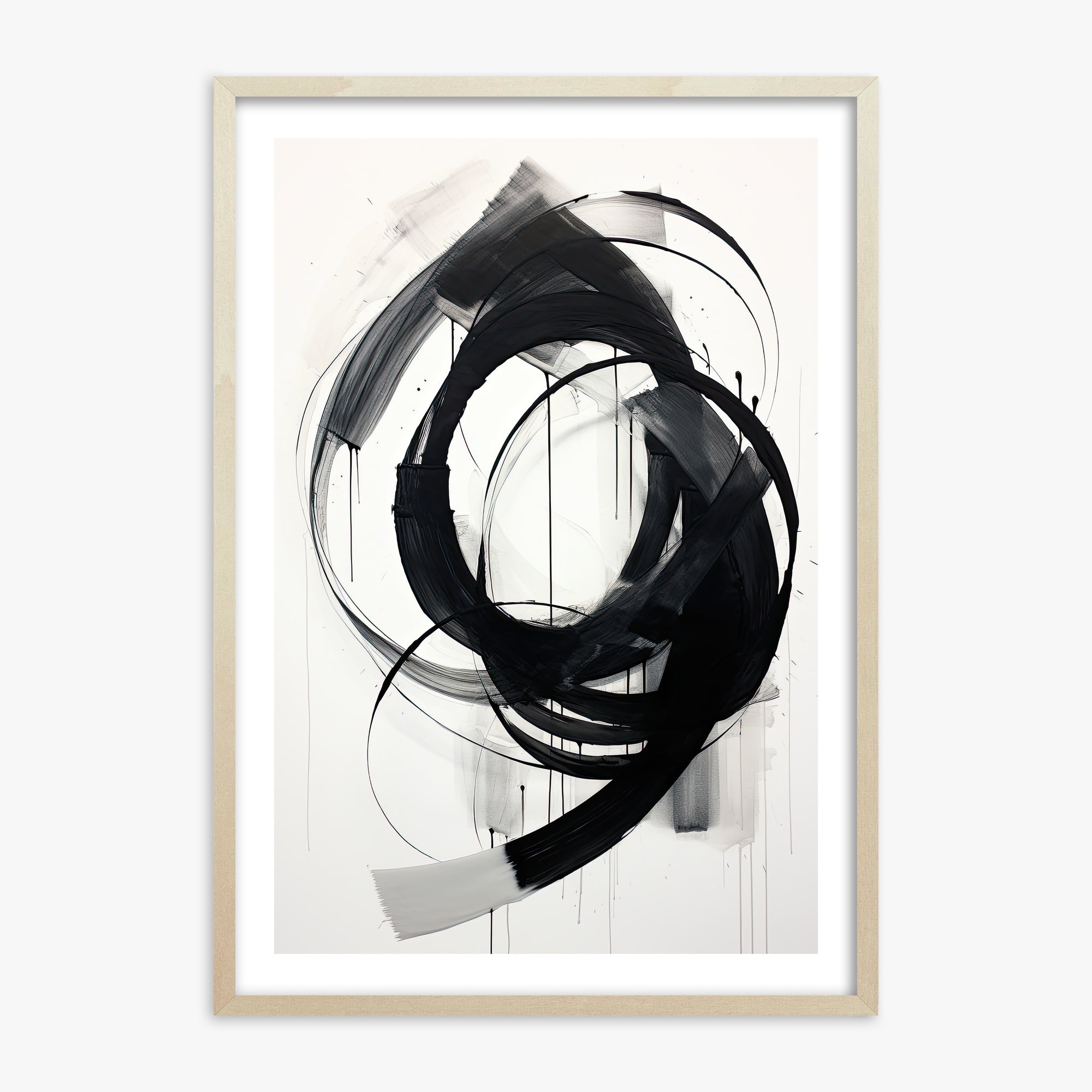 Ink Maelstrom, 70x100cm Framed Art Reproduction With Lime Wood Frame