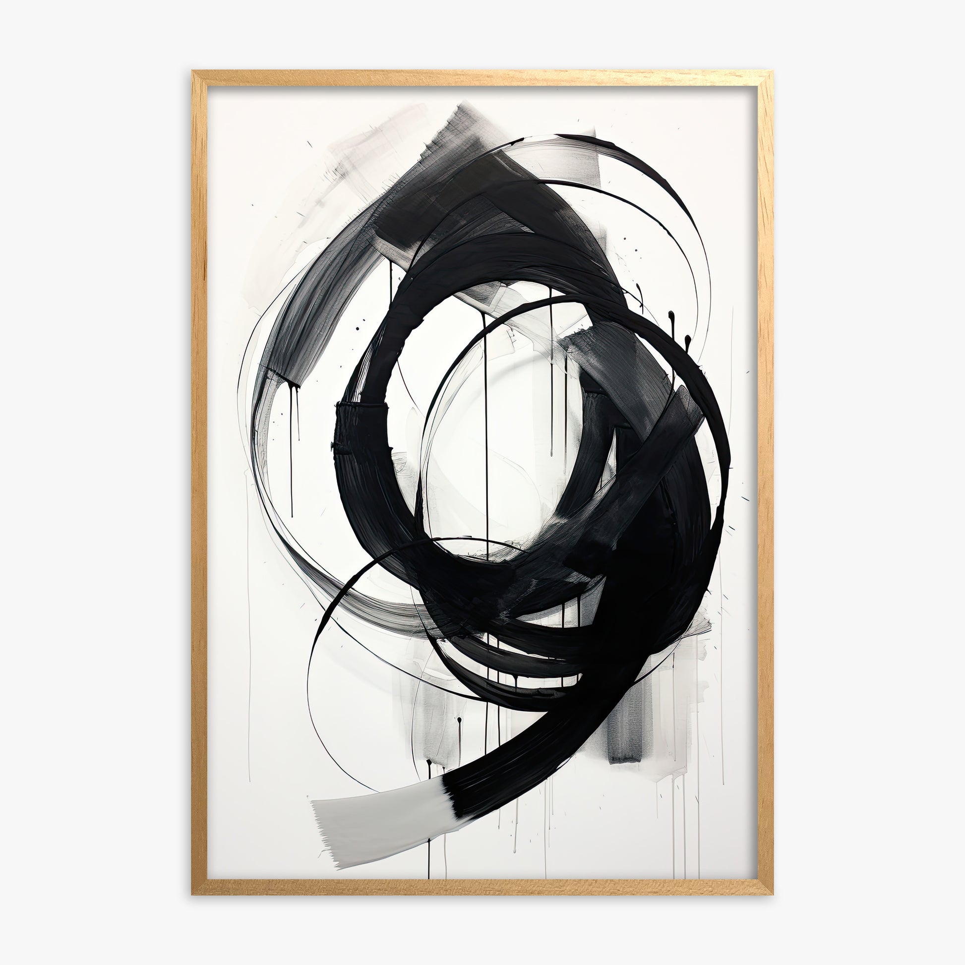Ink Maelstrom, Oak Framed Poster With Oak Frame
