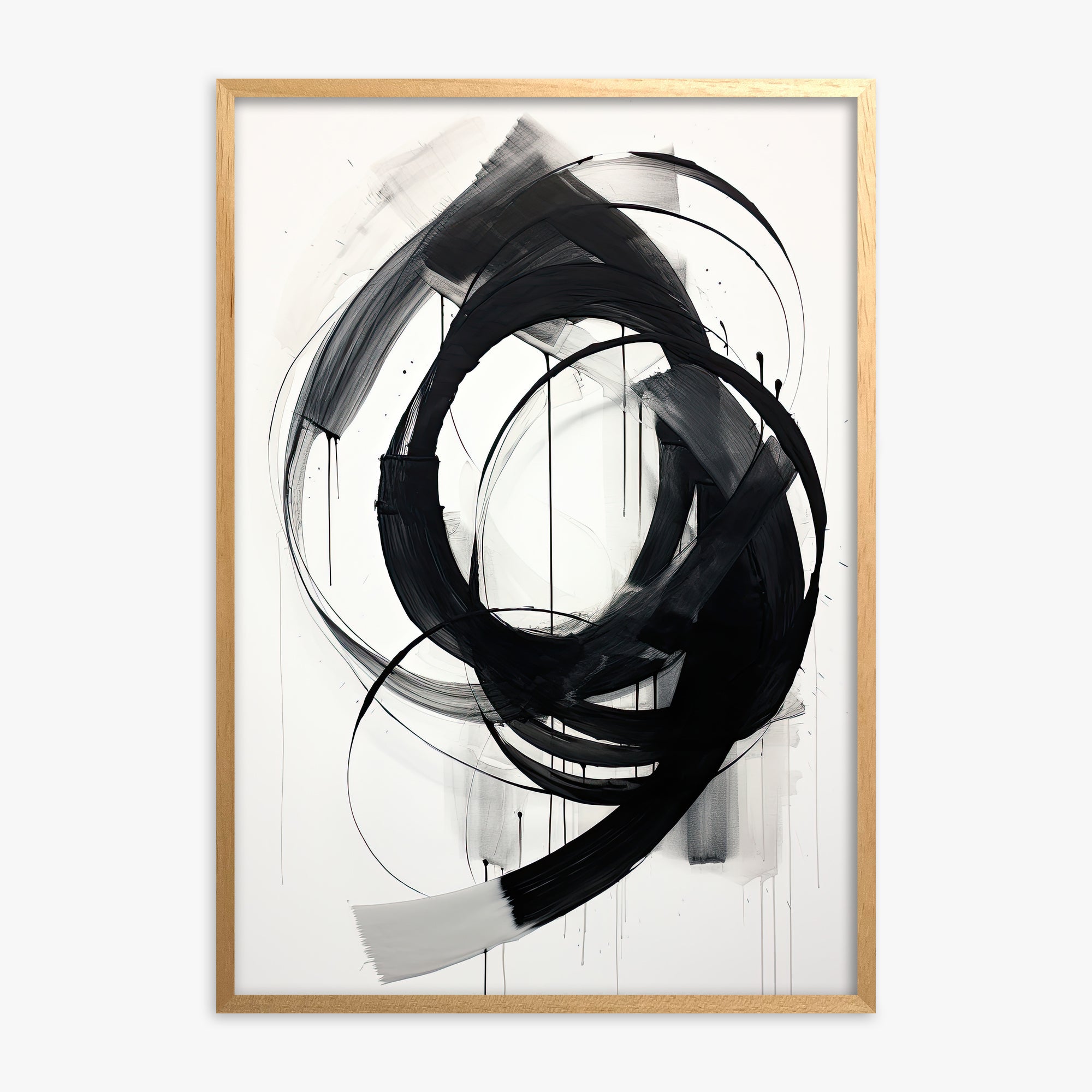 Ink Maelstrom, Oak Framed Poster With Oak Frame