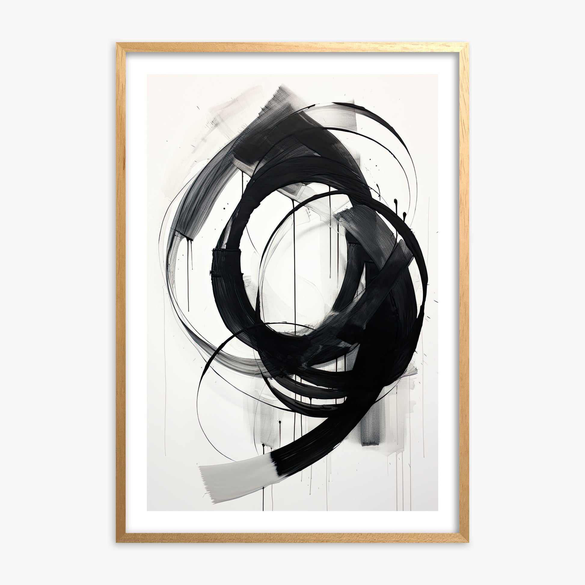 Ink Maelstrom, Oak Framed Poster With Oak Frame