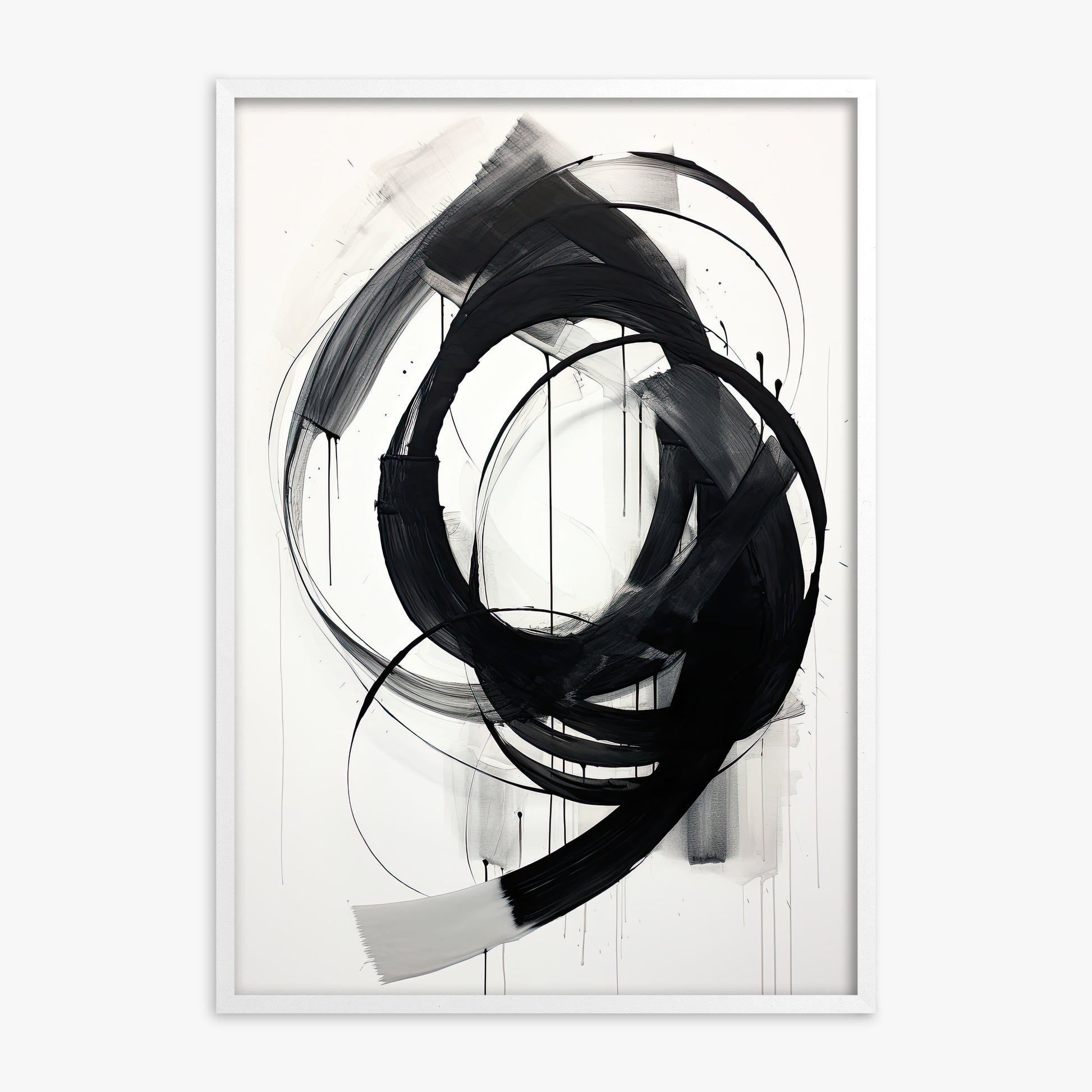 Ink Maelstrom, White Framed Poster With White Frame
