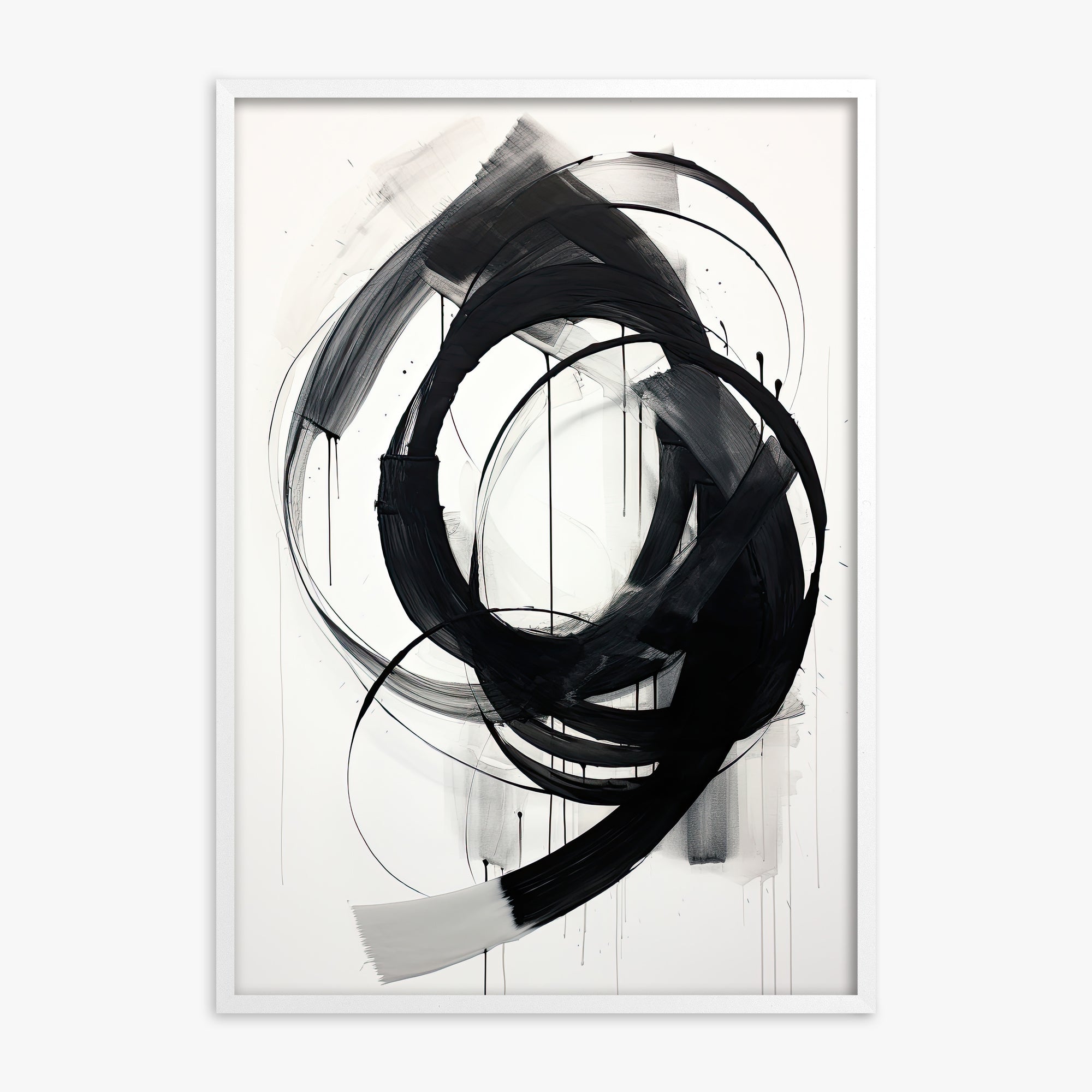 Ink Maelstrom, White Framed Poster With White Frame