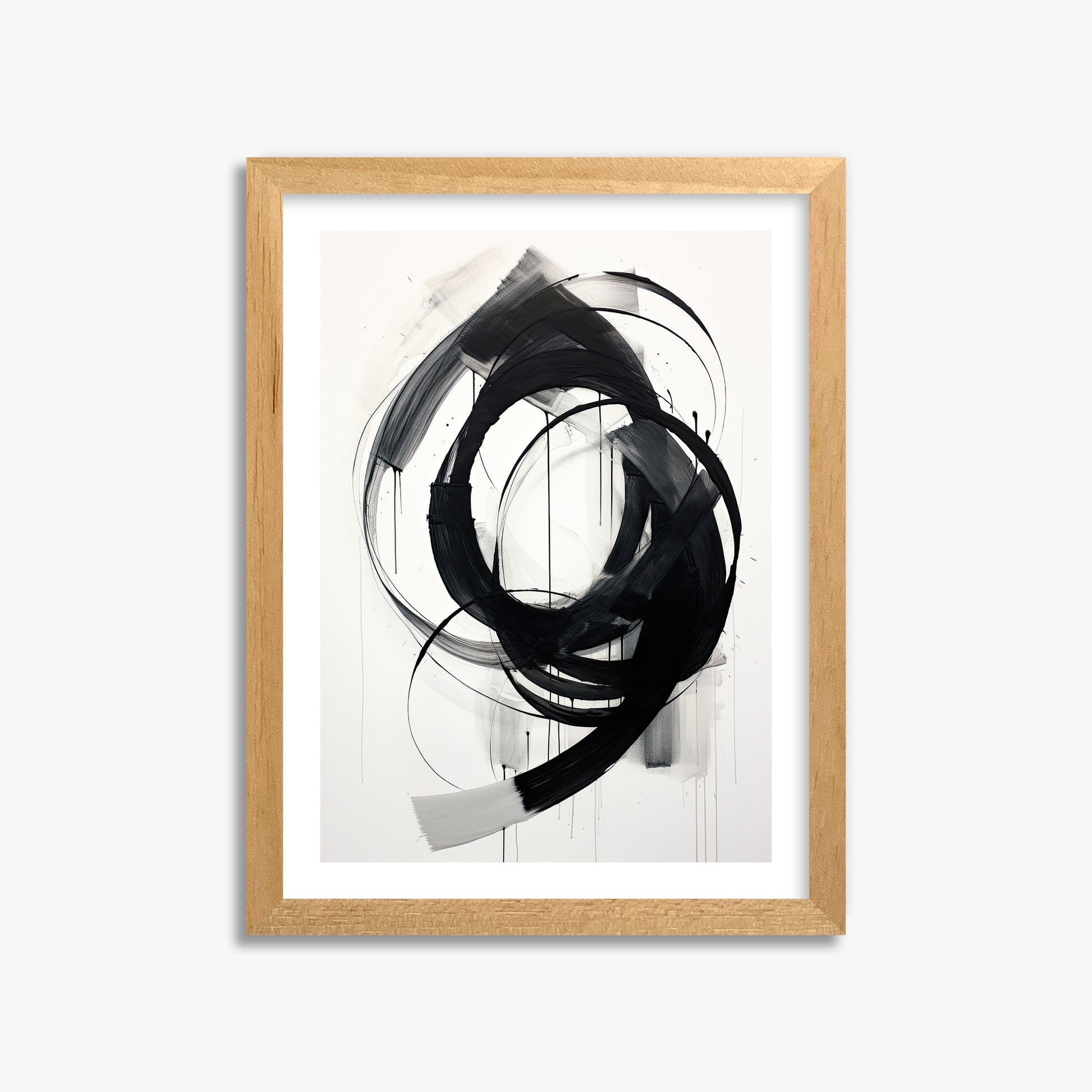 Ink Maelstrom, 30x40cm Oak Framed Art Reproduction
