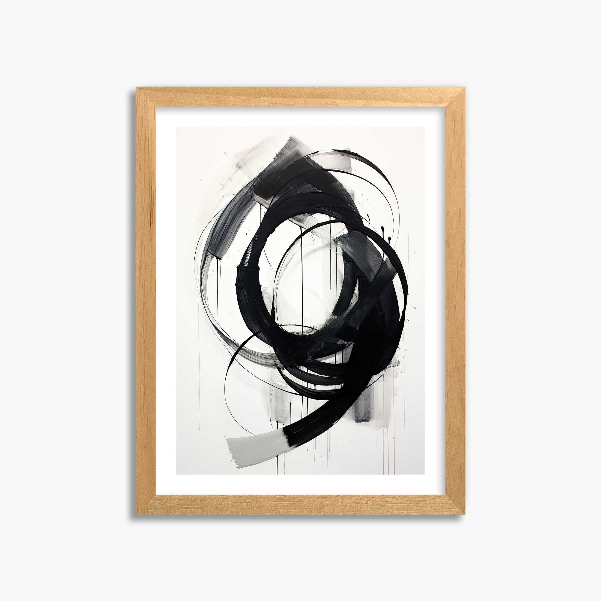 Ink Maelstrom, 30x40cm Oak Framed Art Reproduction