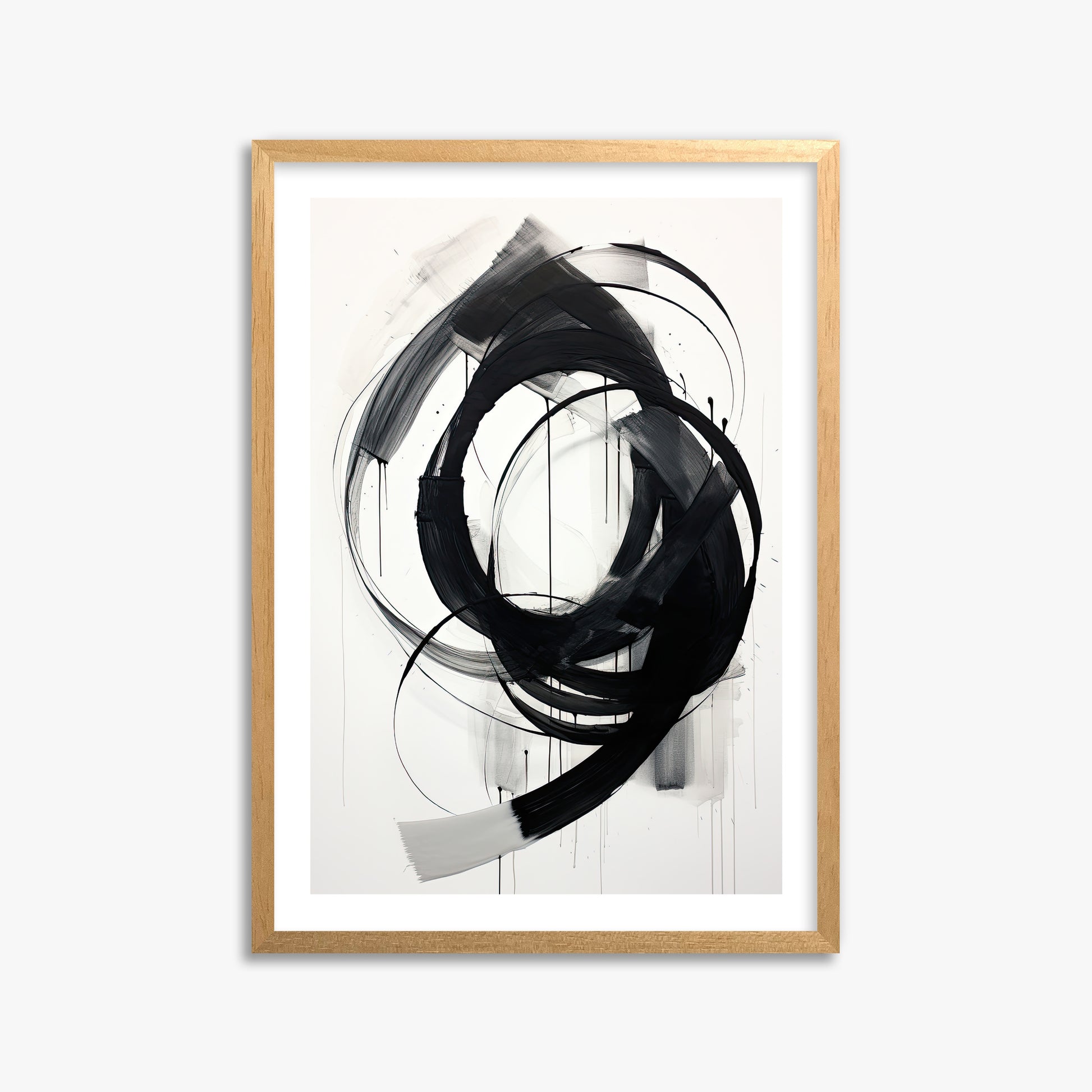 Ink Maelstrom, 50x70cm Oak Framed Art Reproduction