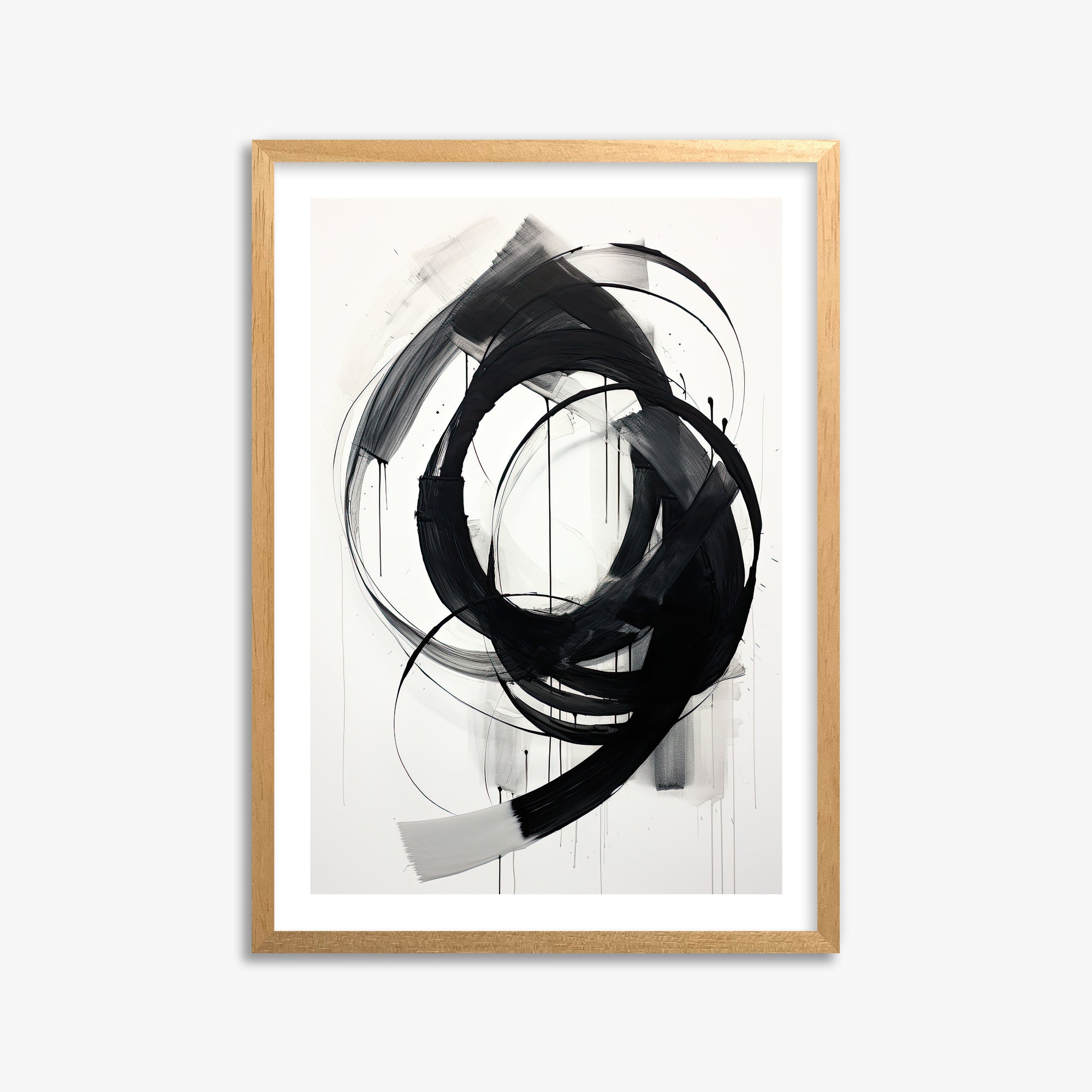 Ink Maelstrom, 50x70cm Oak Framed Art Reproduction