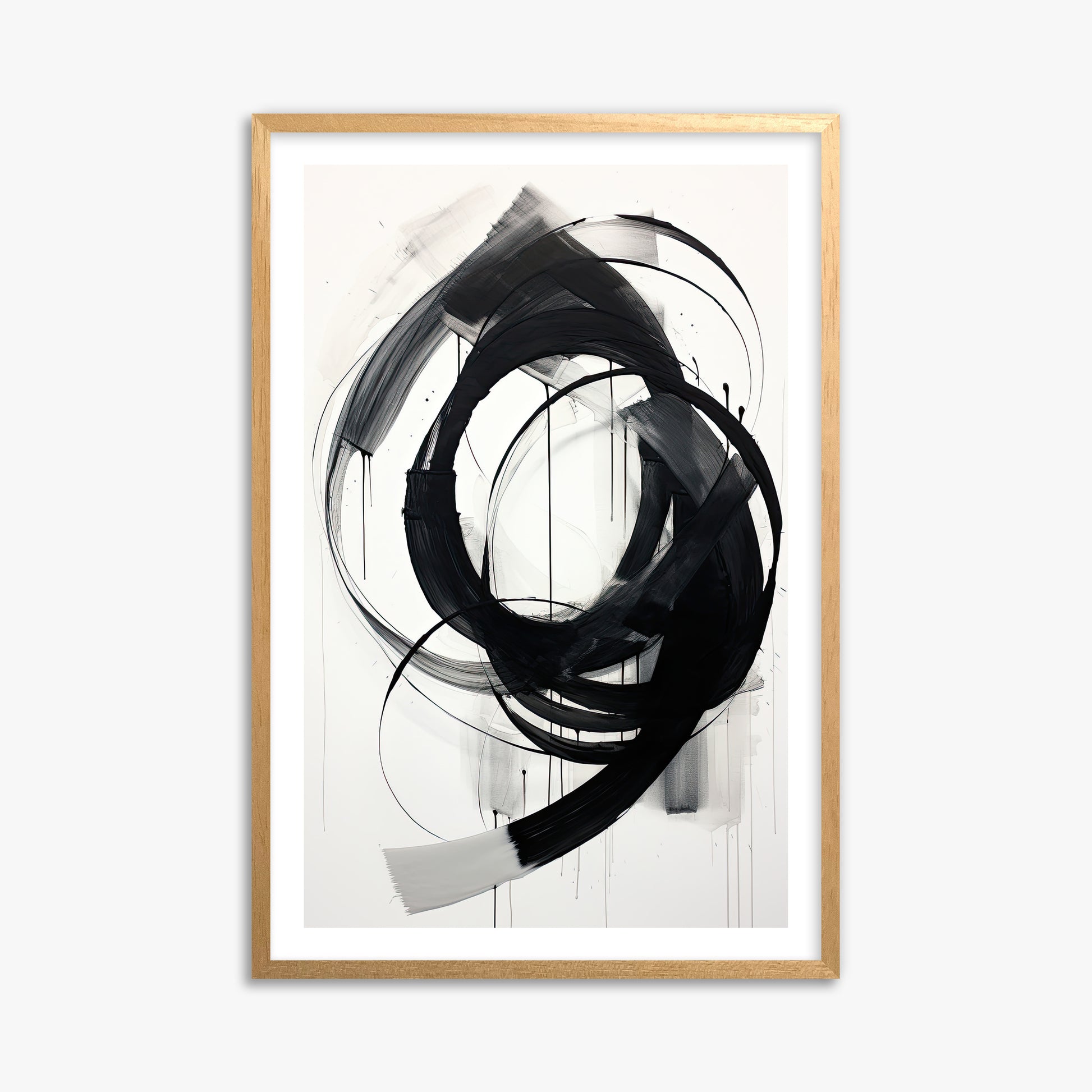 Ink Maelstrom, 61x91cm Oak Framed Art Reproduction