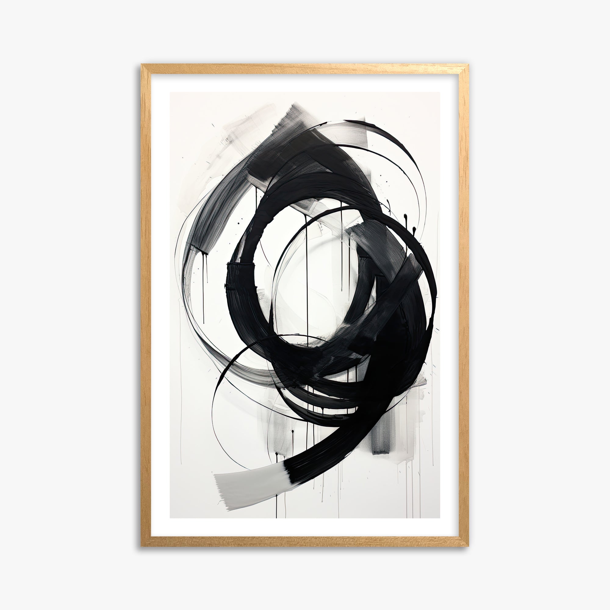 Ink Maelstrom, 61x91cm Oak Framed Art Reproduction