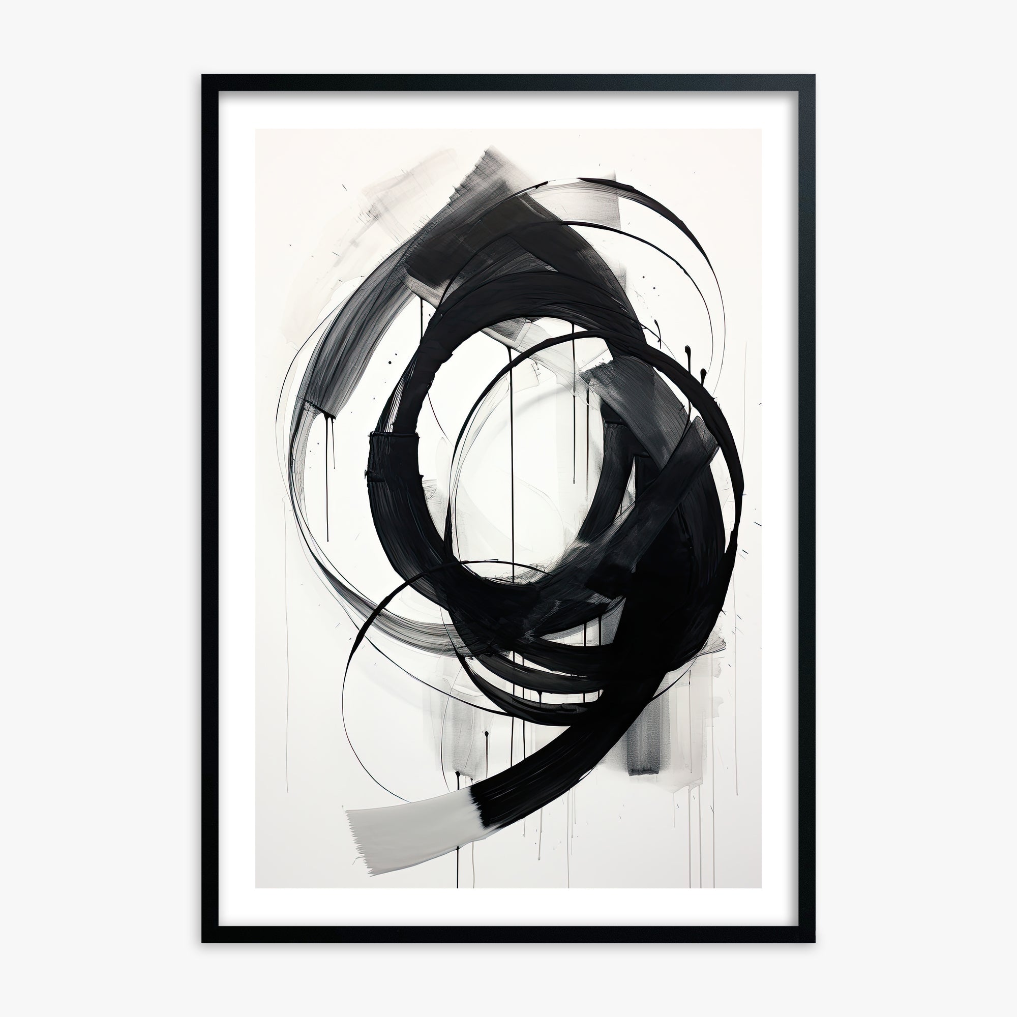 Ink Maelstrom, 70x100cm Black Framed Art Reproduction