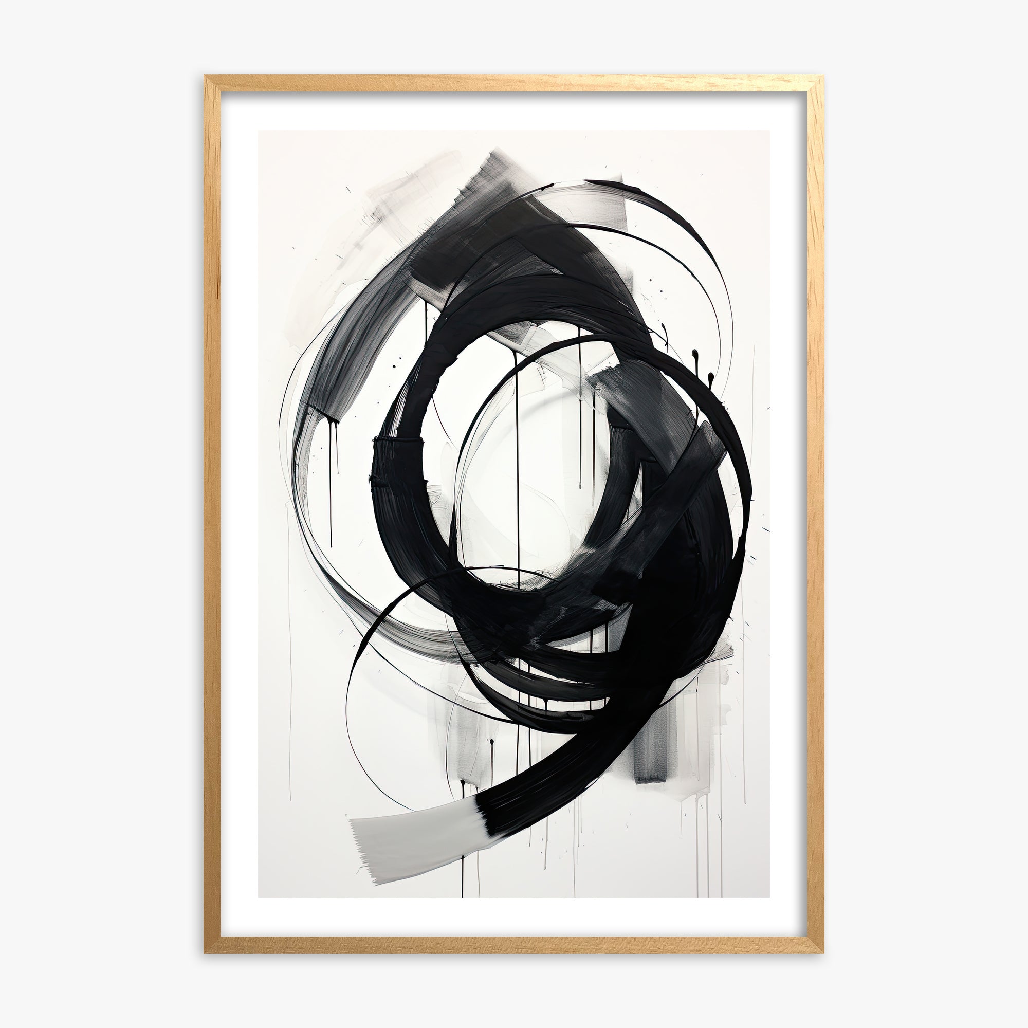 Ink Maelstrom, 70x100cm Oak Framed Art Reproduction