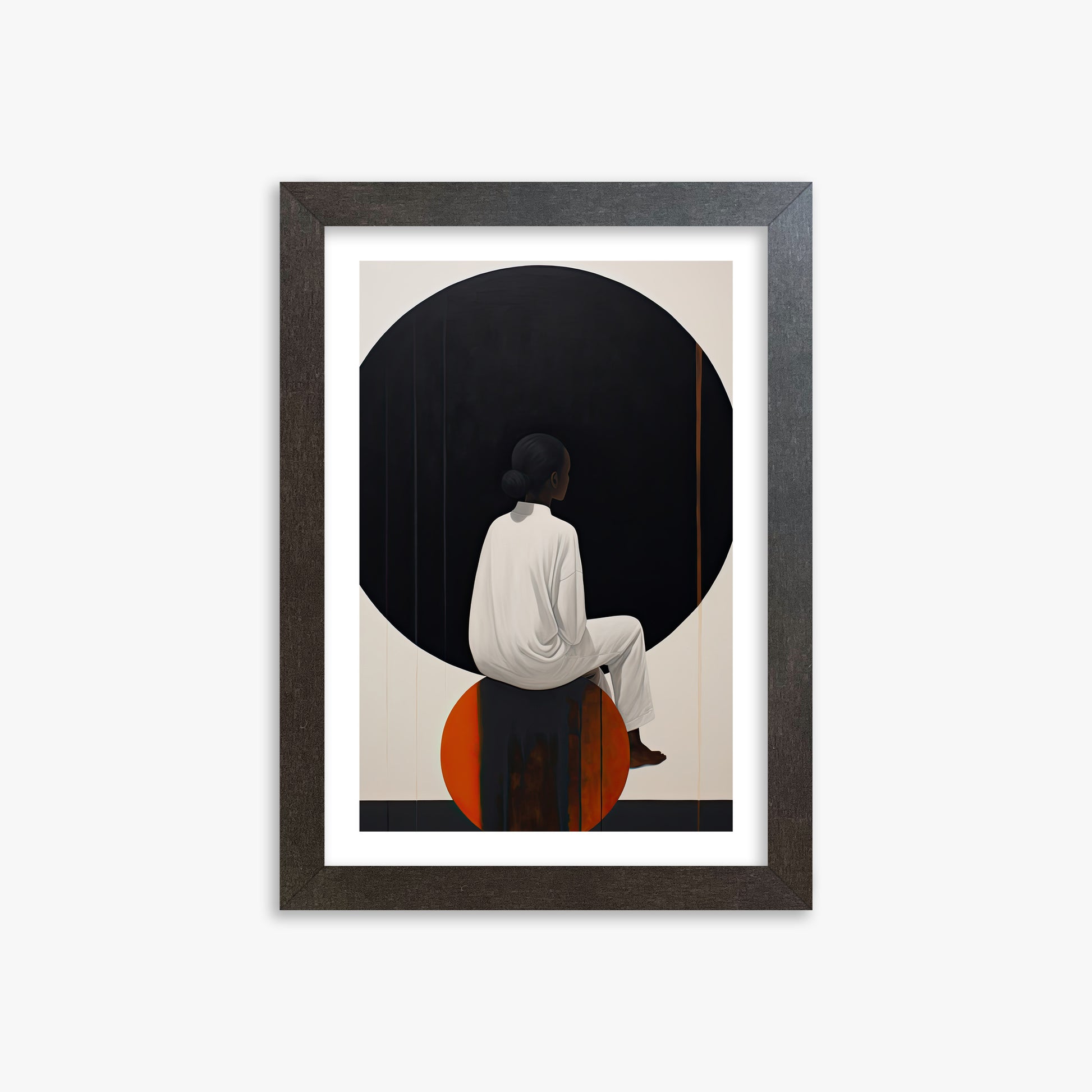 Contemplative Horizon, 21x30cm Framed Art Reproduction With Espresso Frame