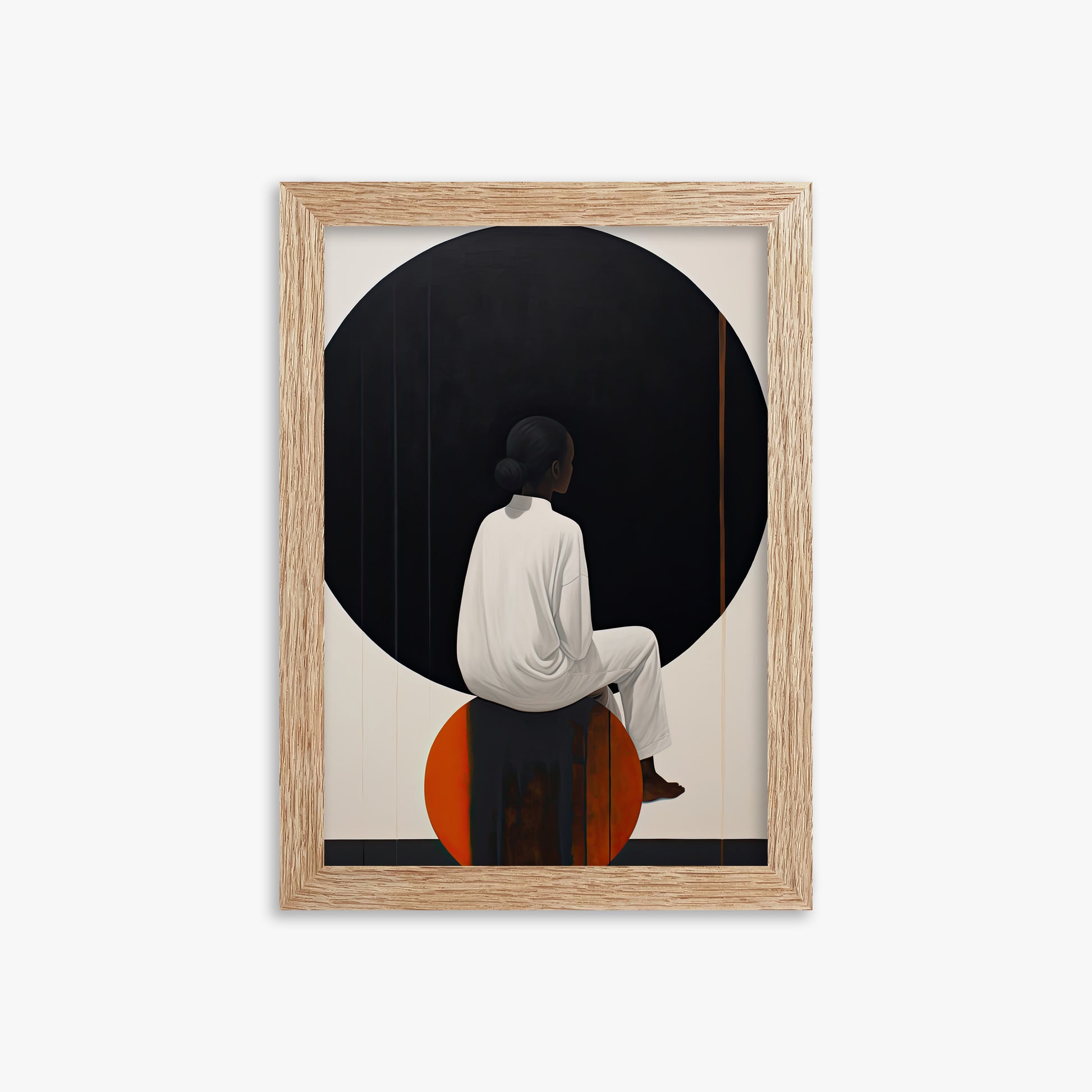 Contemplative Horizon, 21x30cm Framed Art Reproduction With Raw Oak Frame