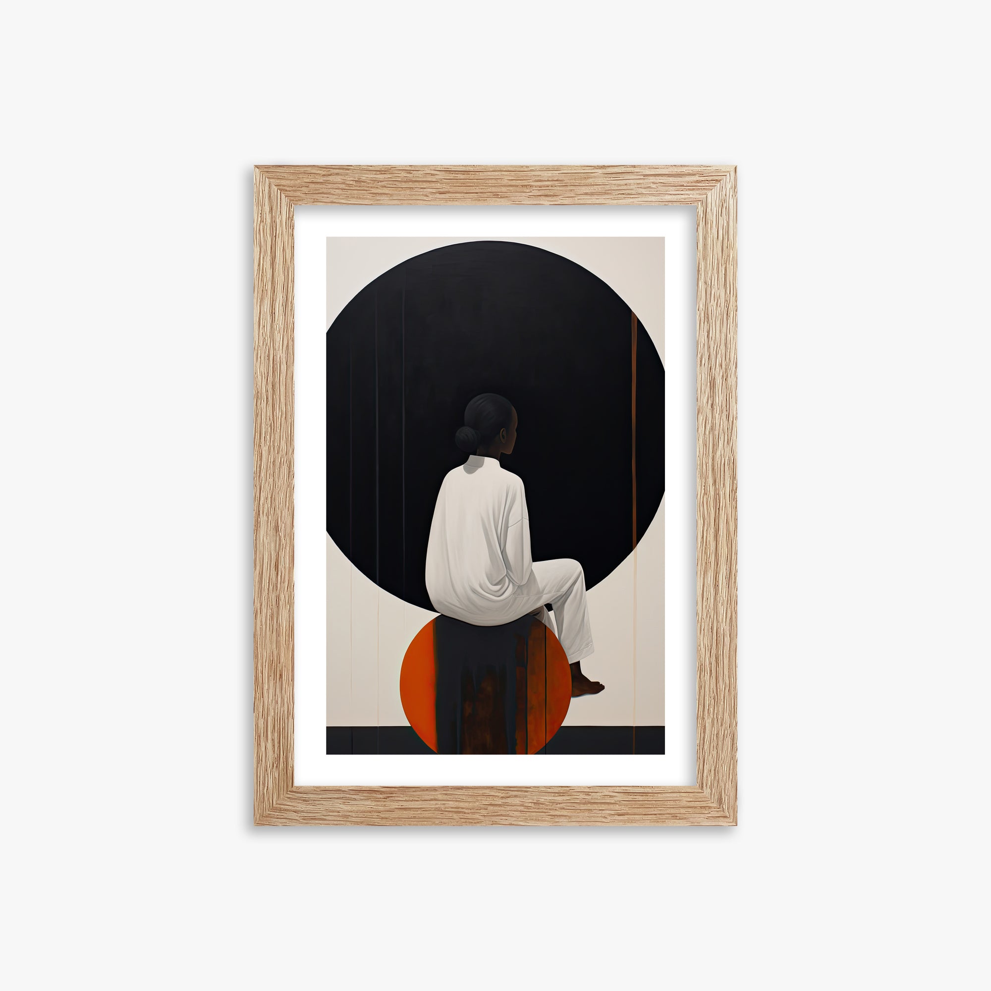 Contemplative Horizon, 21x30cm Framed Art Reproduction With Raw Oak Frame