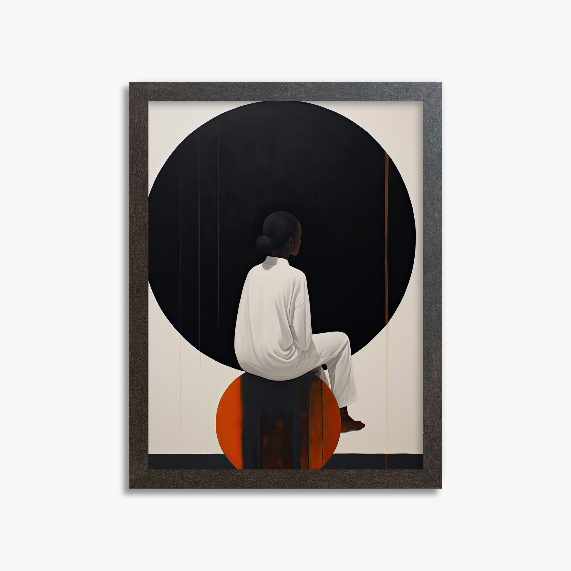 Contemplative Horizon, 30x40cm Framed Art Reproduction With Espresso Frame
