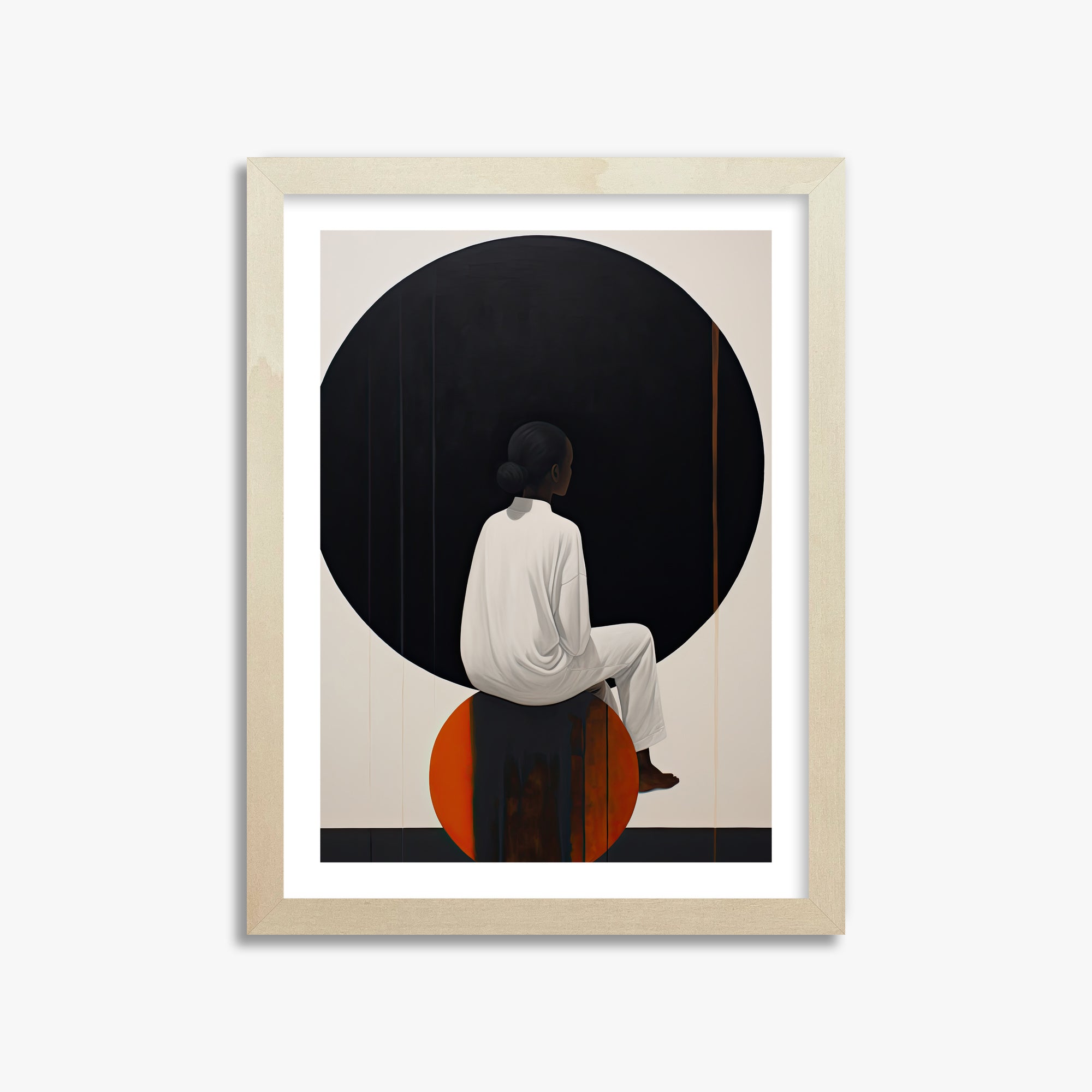 Contemplative Horizon, 30x40cm Framed Art Reproduction With Lime Wood Frame