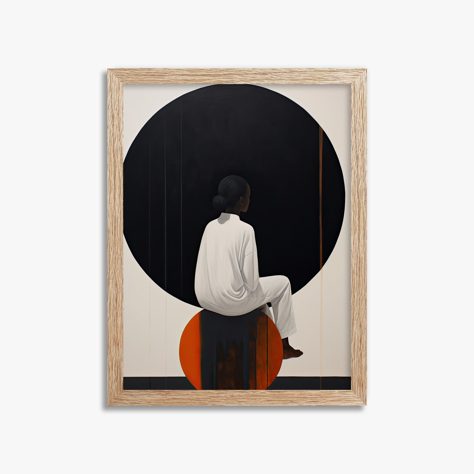 Contemplative Horizon, 30x40cm Framed Art Reproduction With Raw Oak Frame