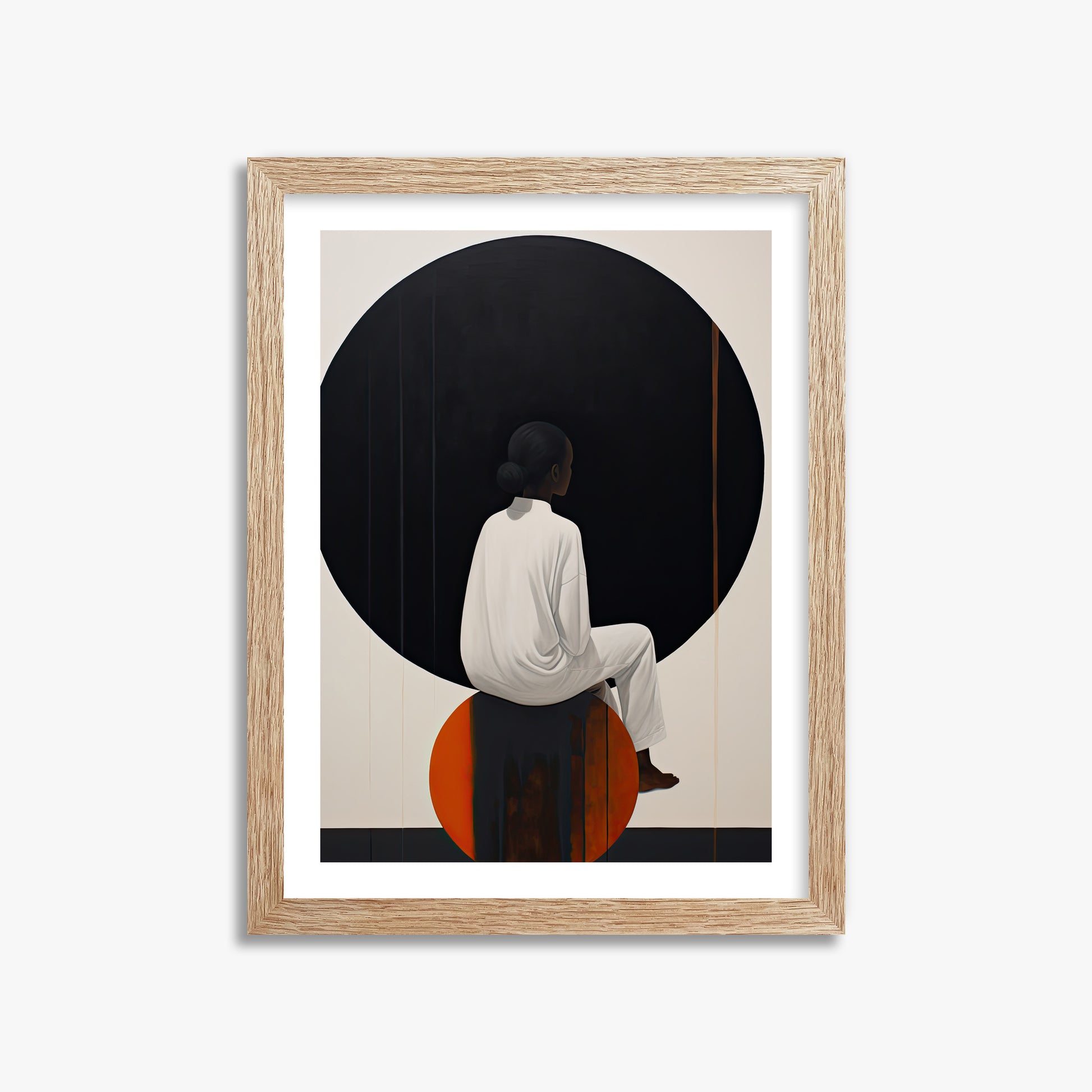 Contemplative Horizon, 30x40cm Framed Art Reproduction With Raw Oak Frame