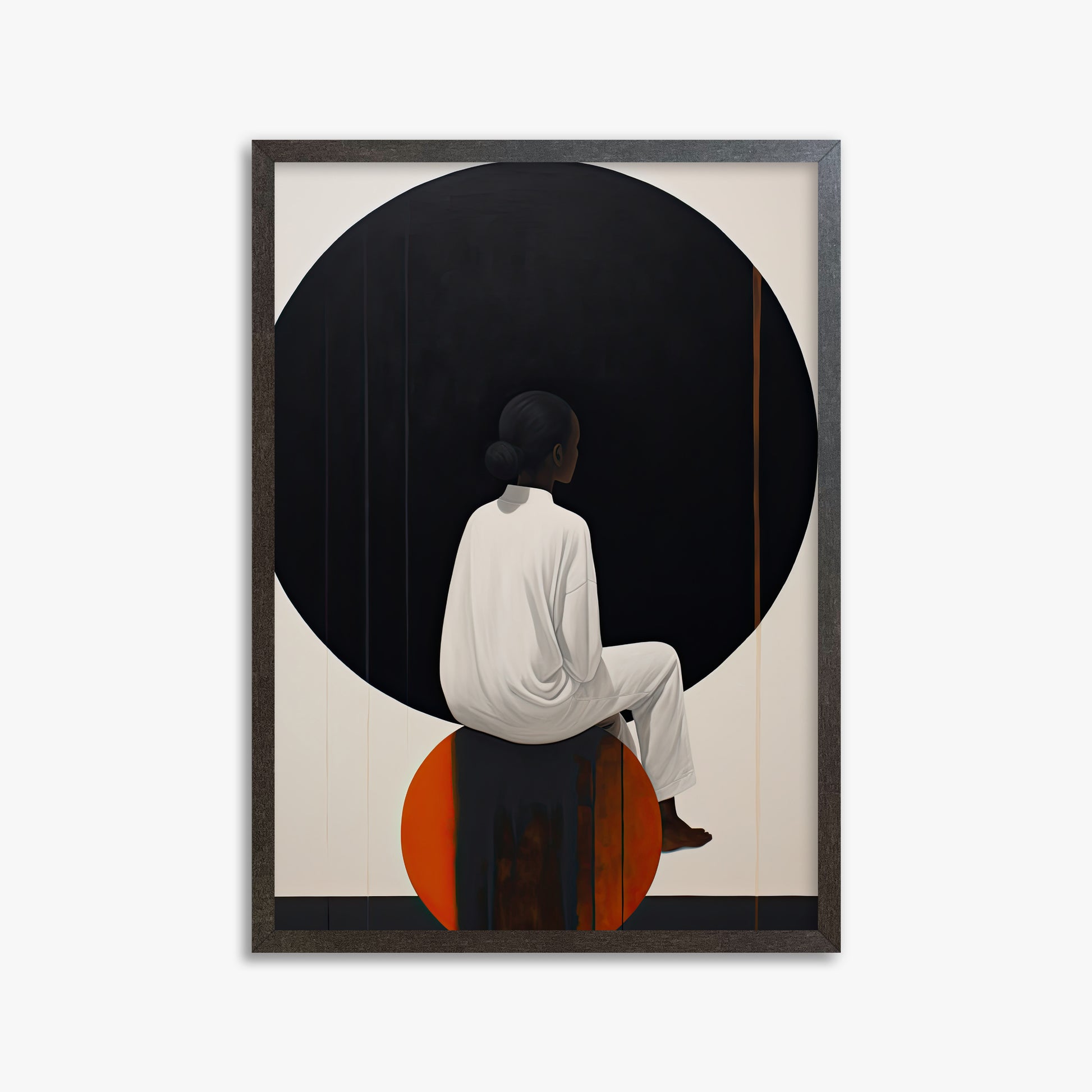 Contemplative Horizon, 50x70cm Framed Art Reproduction With Espresso Frame