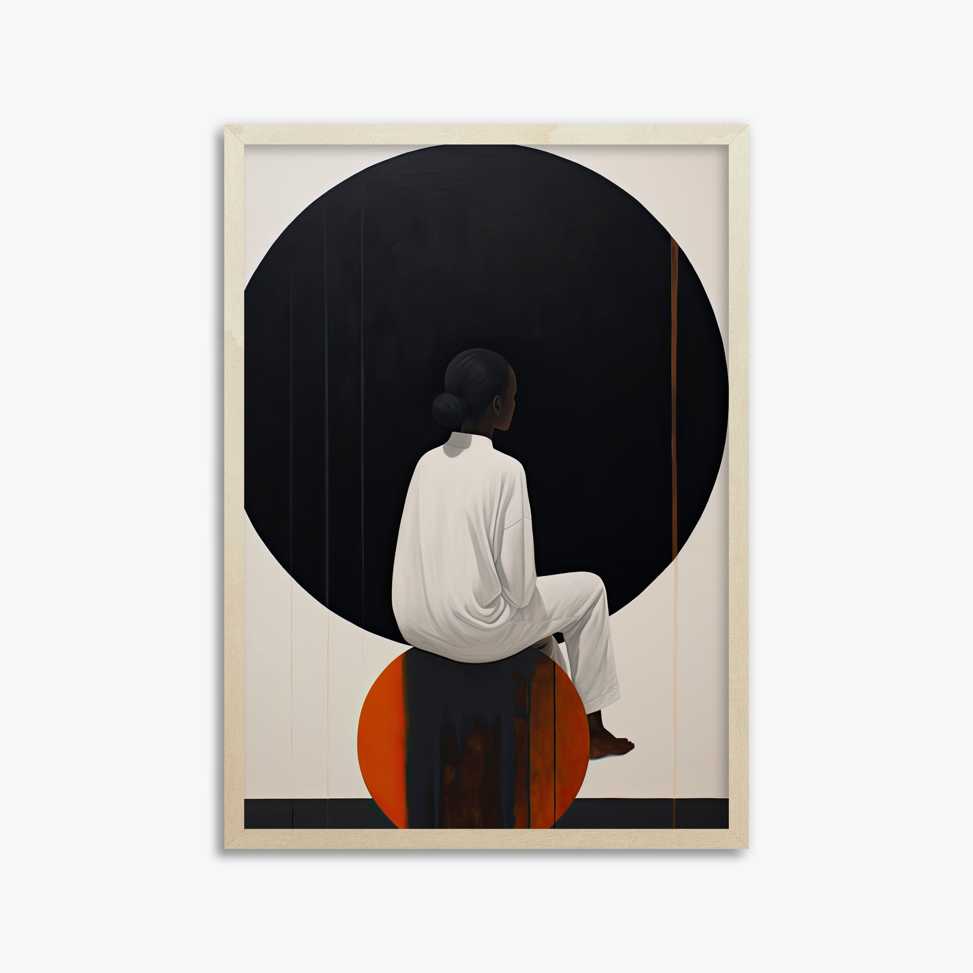 Contemplative Horizon, 50x70cm Framed Art Reproduction With Lime Wood Frame