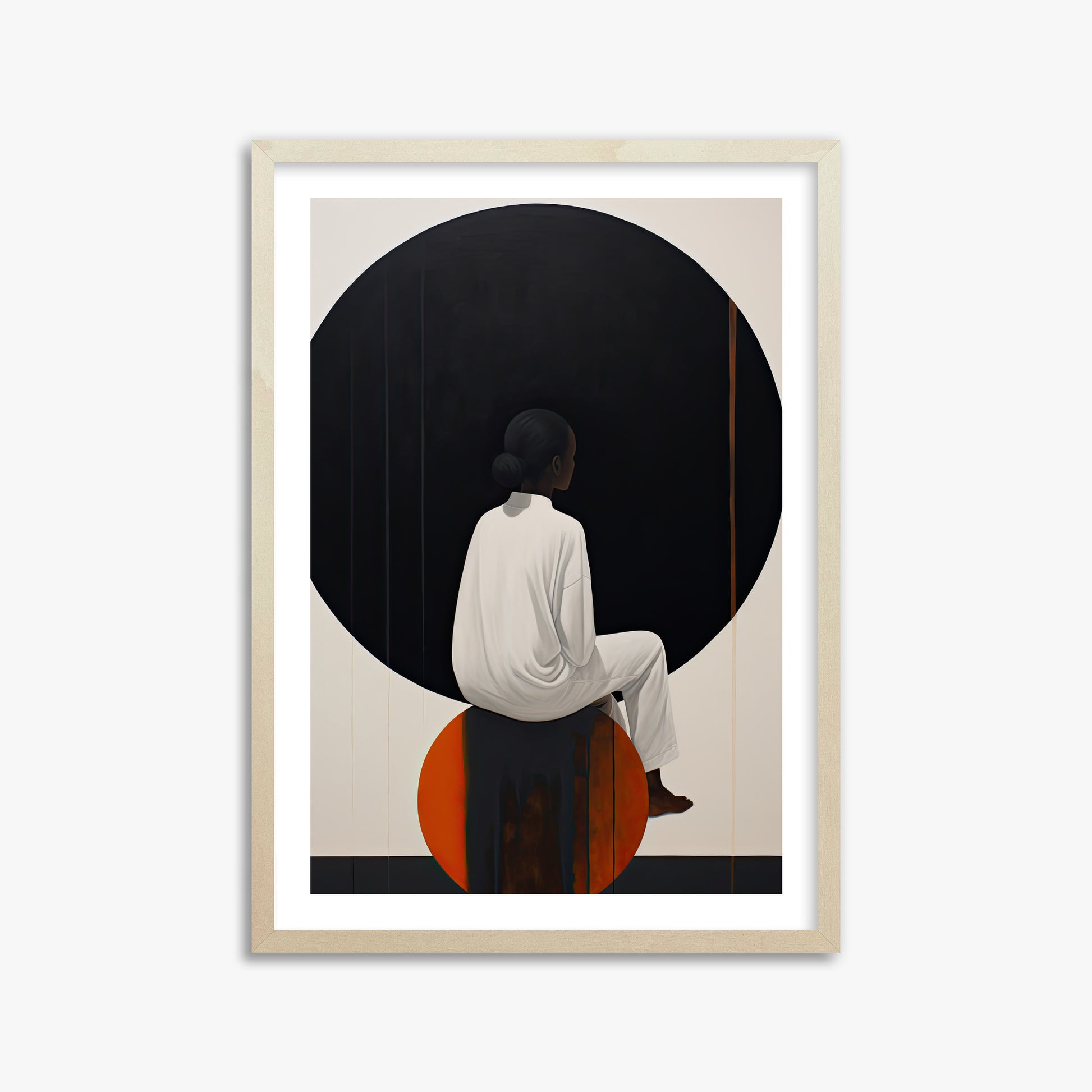 Contemplative Horizon, 50x70cm Framed Art Reproduction With Lime Wood Frame