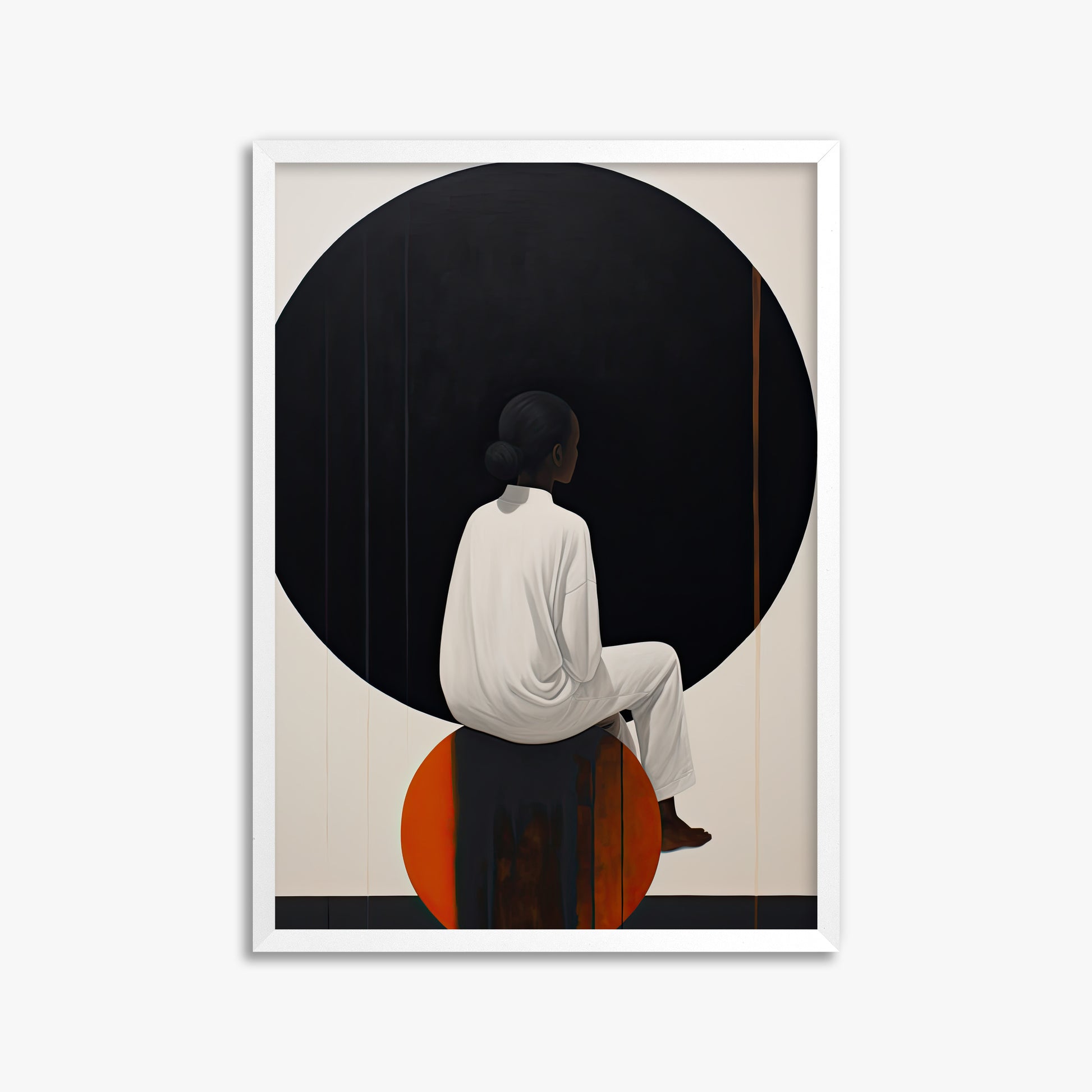 Contemplative Horizon, 50x70cm Framed Poster With White Frame