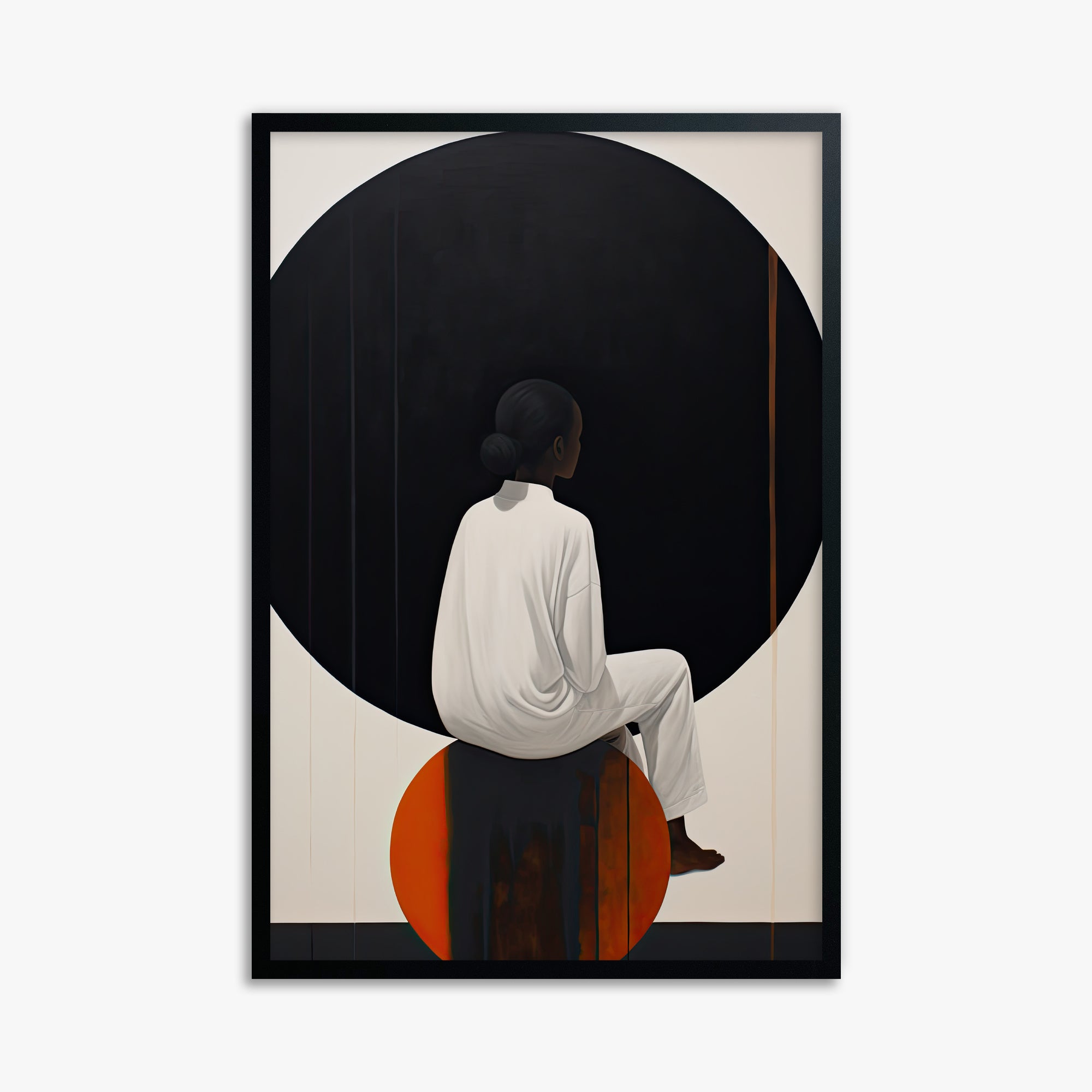 Contemplative Horizon, 61x91cm Framed Poster With Black Frame
