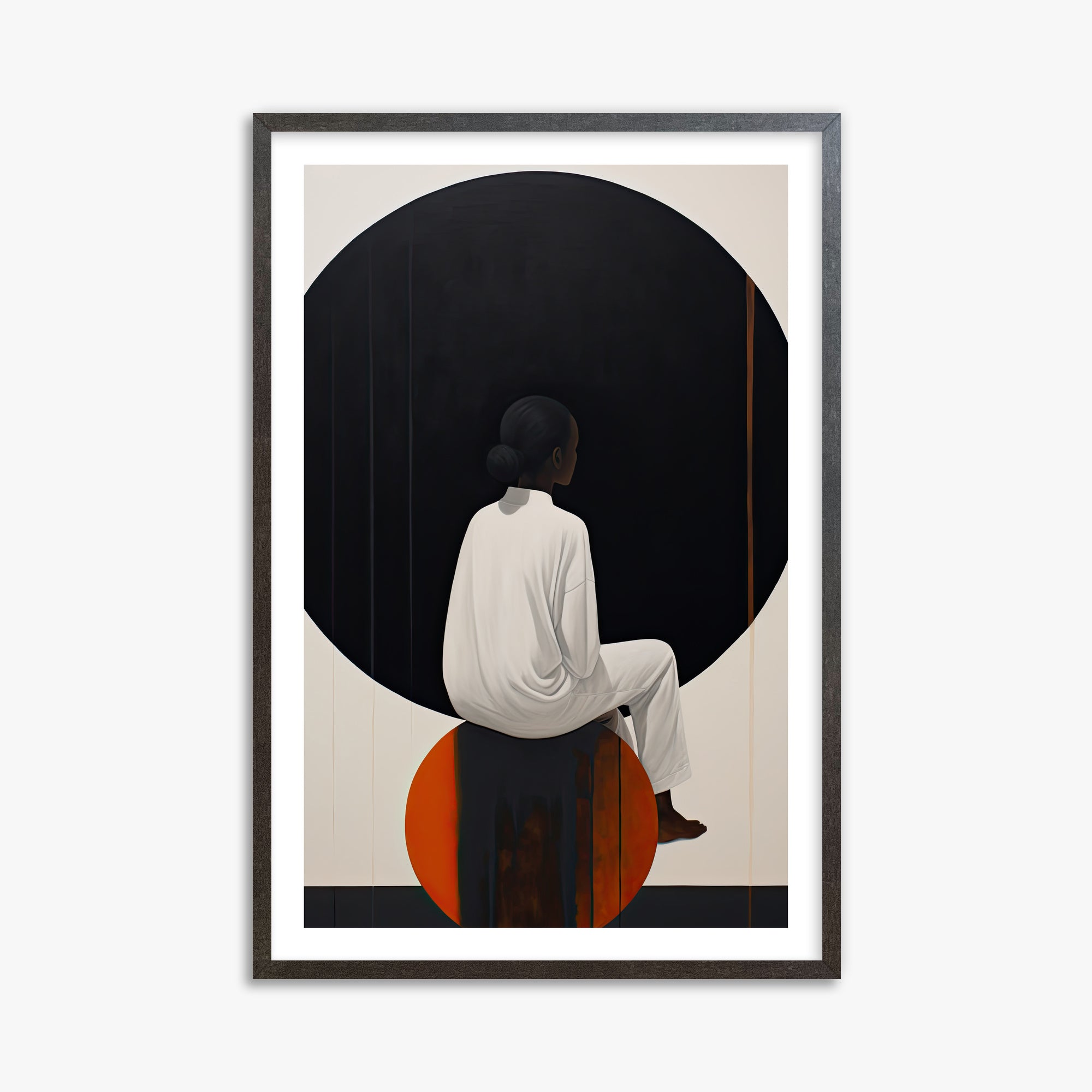 Contemplative Horizon, 61x91cm Framed Art Reproduction With Espresso Frame