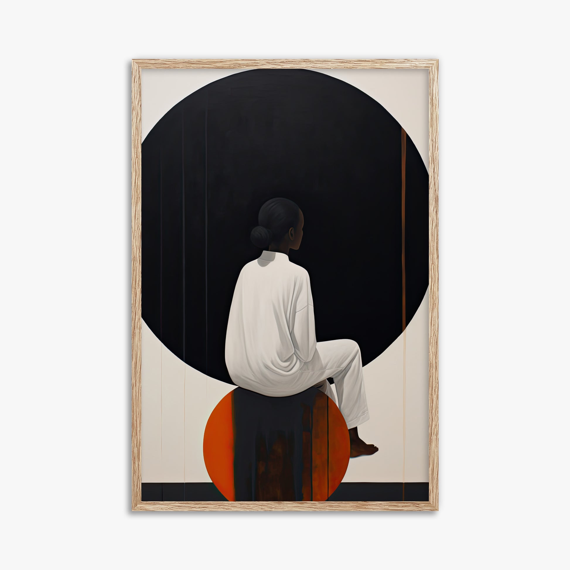 Contemplative Horizon, 61x91cm Framed Art Reproduction With Raw Oak Frame