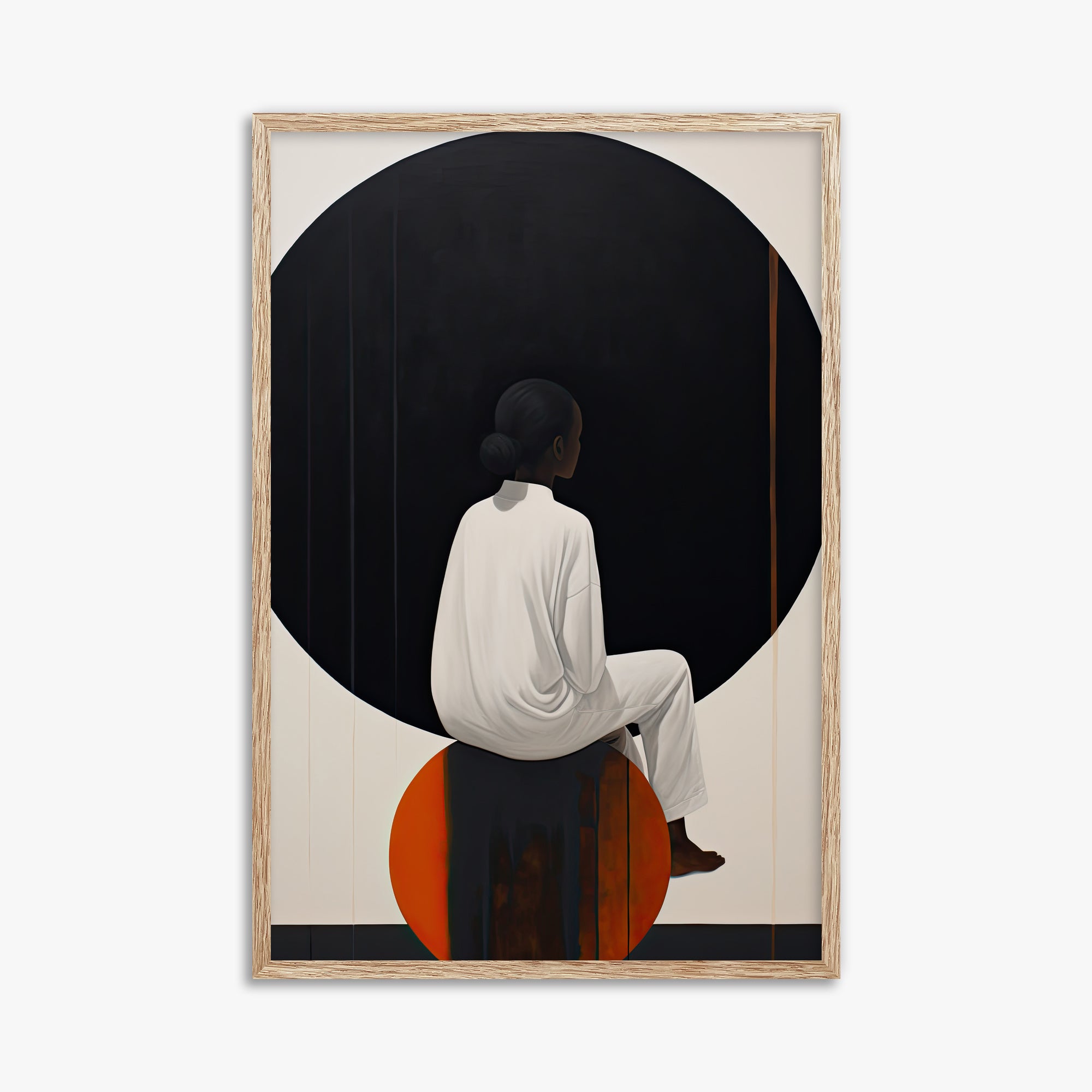 Contemplative Horizon, 61x91cm Framed Art Reproduction With Raw Oak Frame