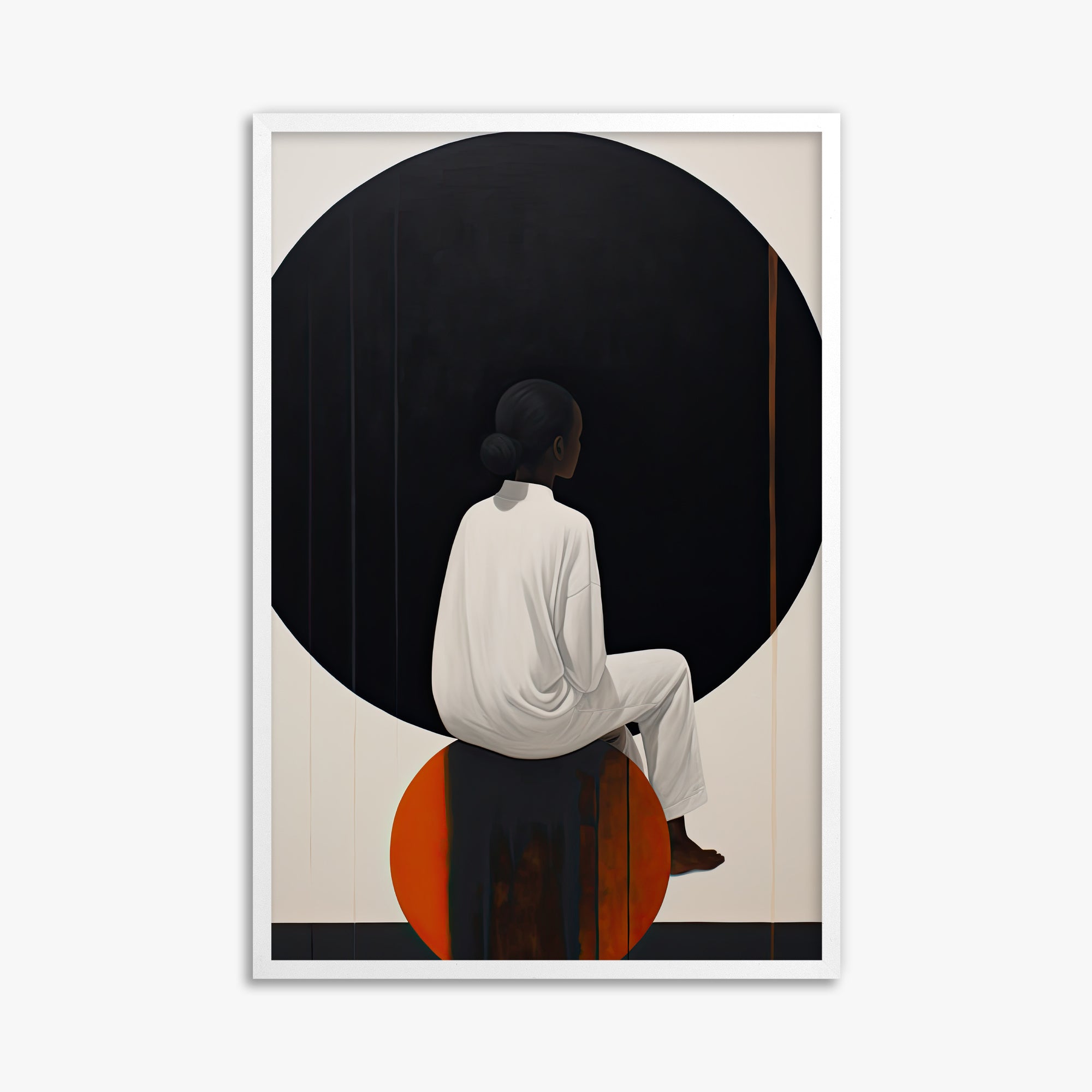 Contemplative Horizon, 61x91cm Framed Poster With White Frame