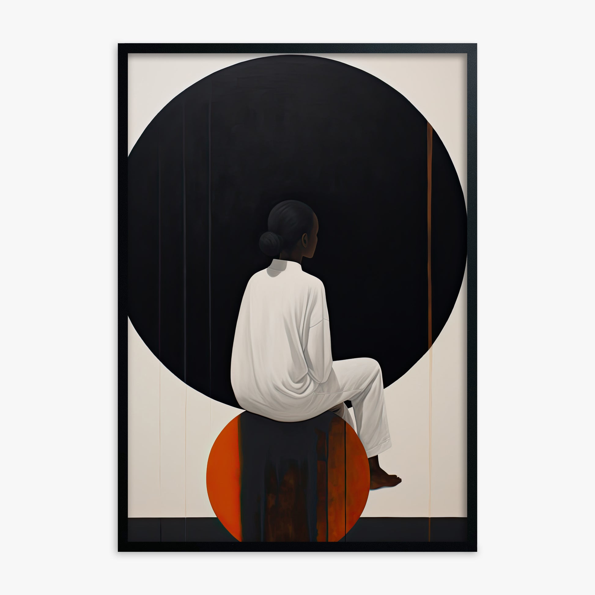 Contemplative Horizon, Black Framed Poster With Black Frame