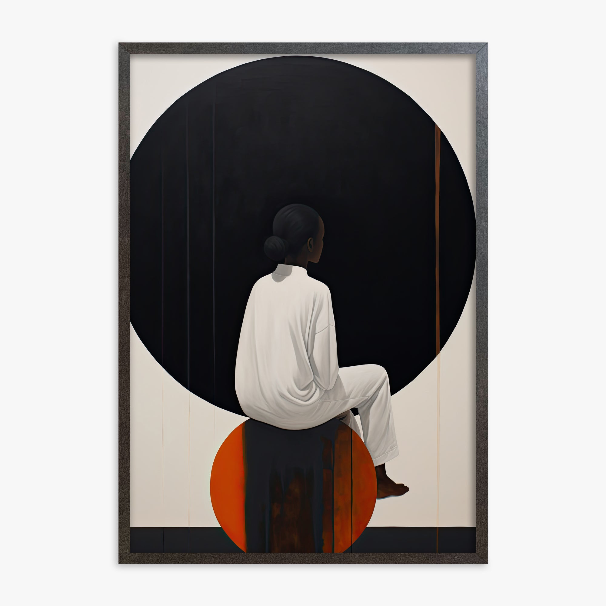 Contemplative Horizon, 70x100cm Framed Art Reproduction With Espresso Frame