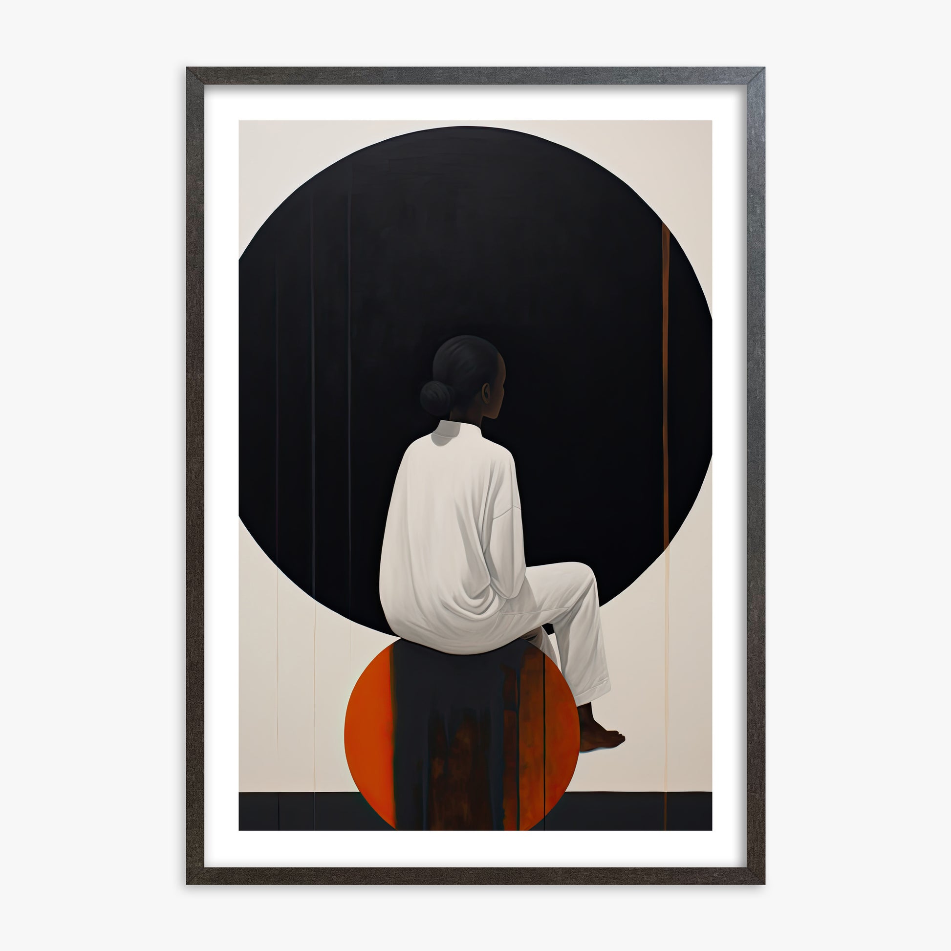Contemplative Horizon, 70x100cm Framed Art Reproduction With Espresso Frame