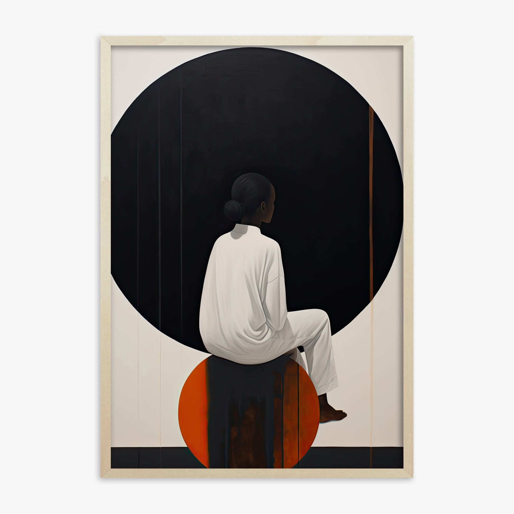 Contemplative Horizon, 70x100cm Framed Art Reproduction With Lime Wood Frame
