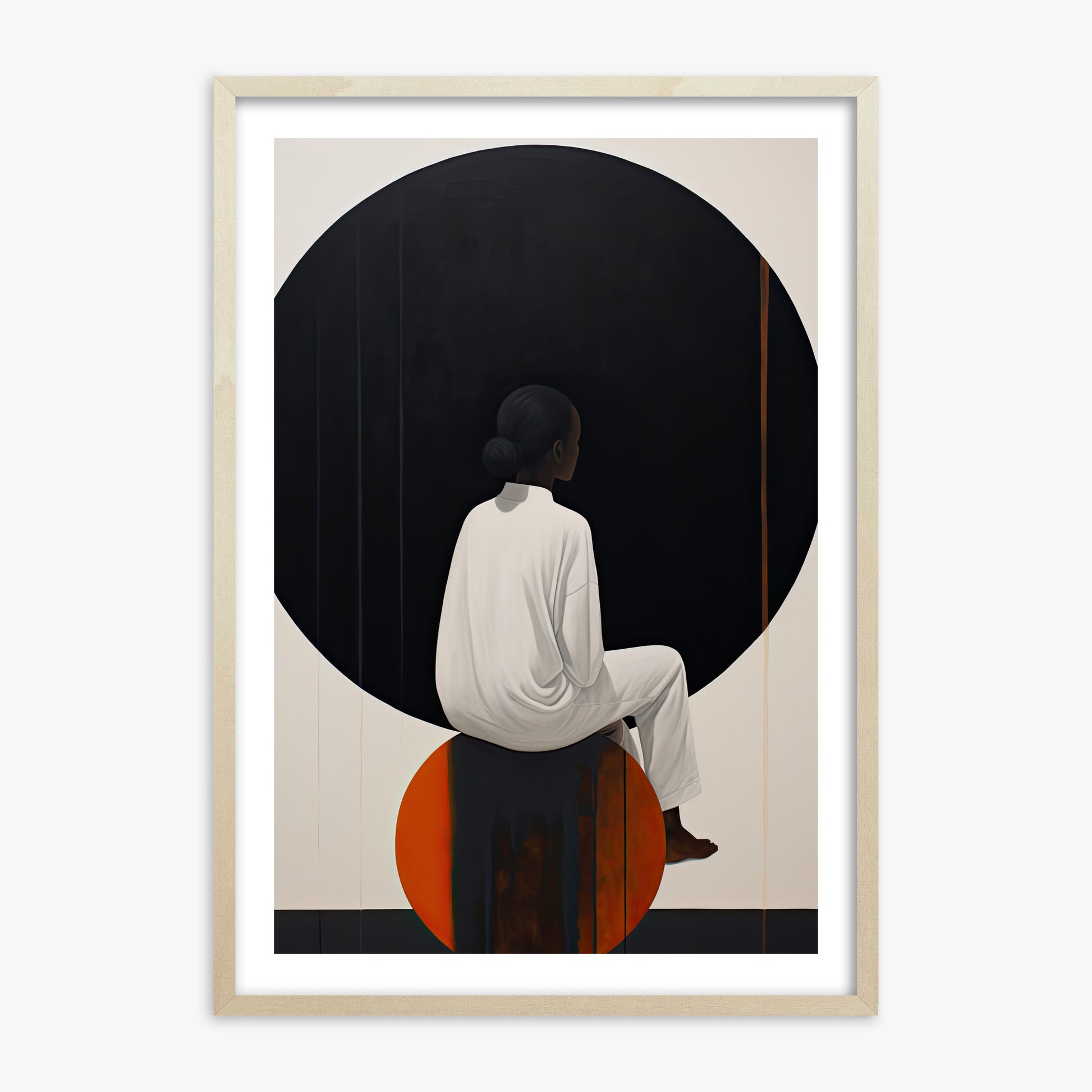 Contemplative Horizon, 70x100cm Framed Art Reproduction With Lime Wood Frame