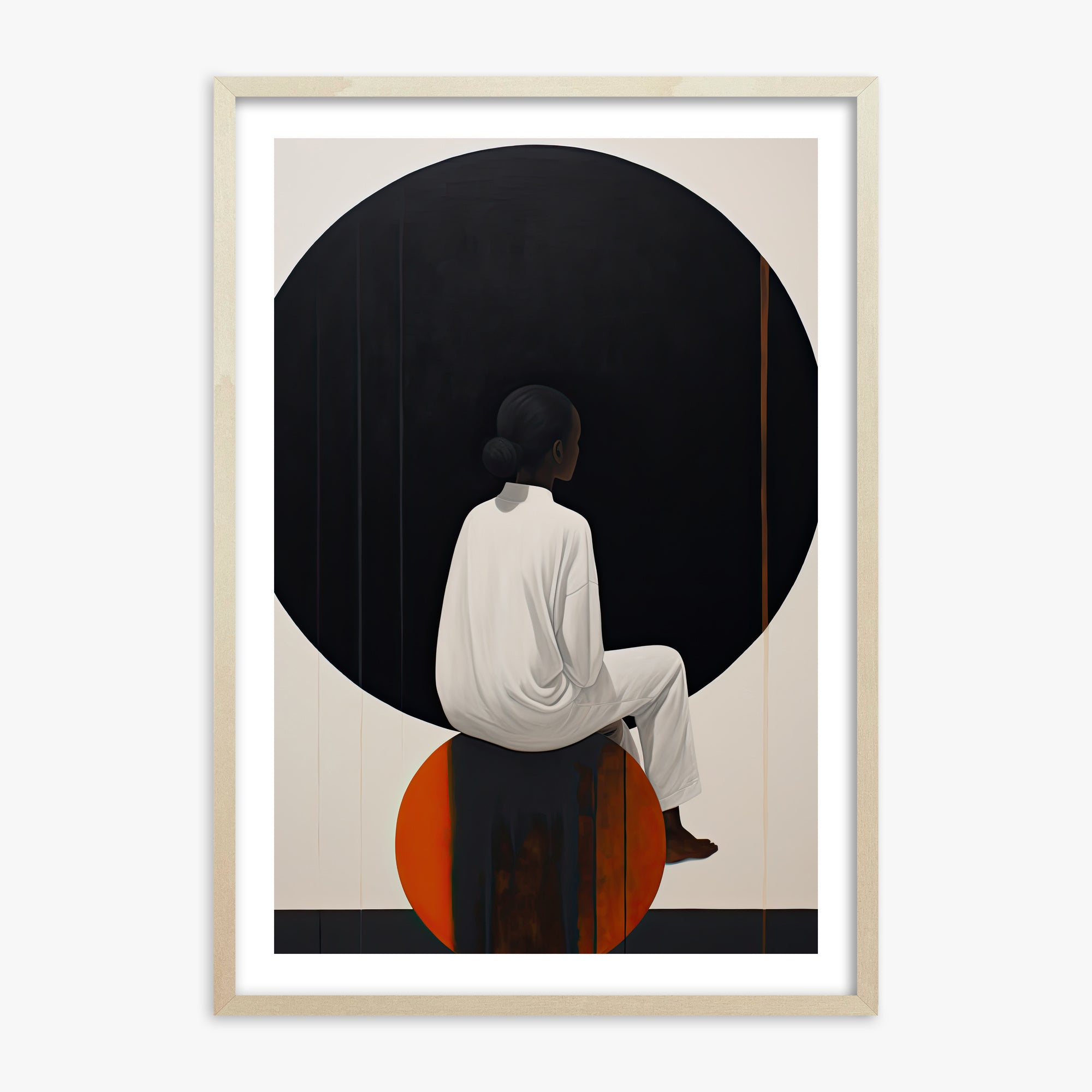 Contemplative Horizon, 70x100cm Framed Art Reproduction With Lime Wood Frame