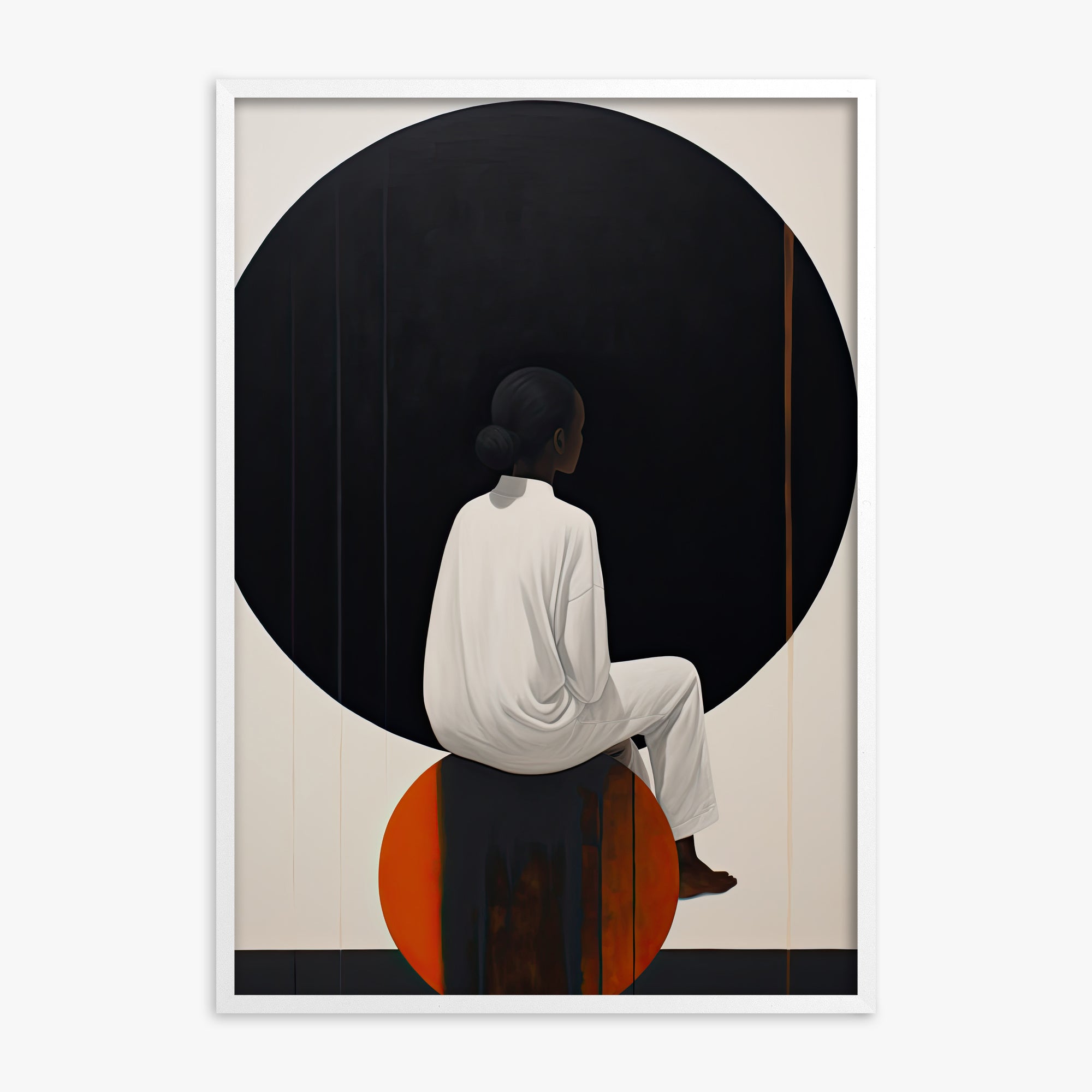 Contemplative Horizon, White Framed Poster With White Frame