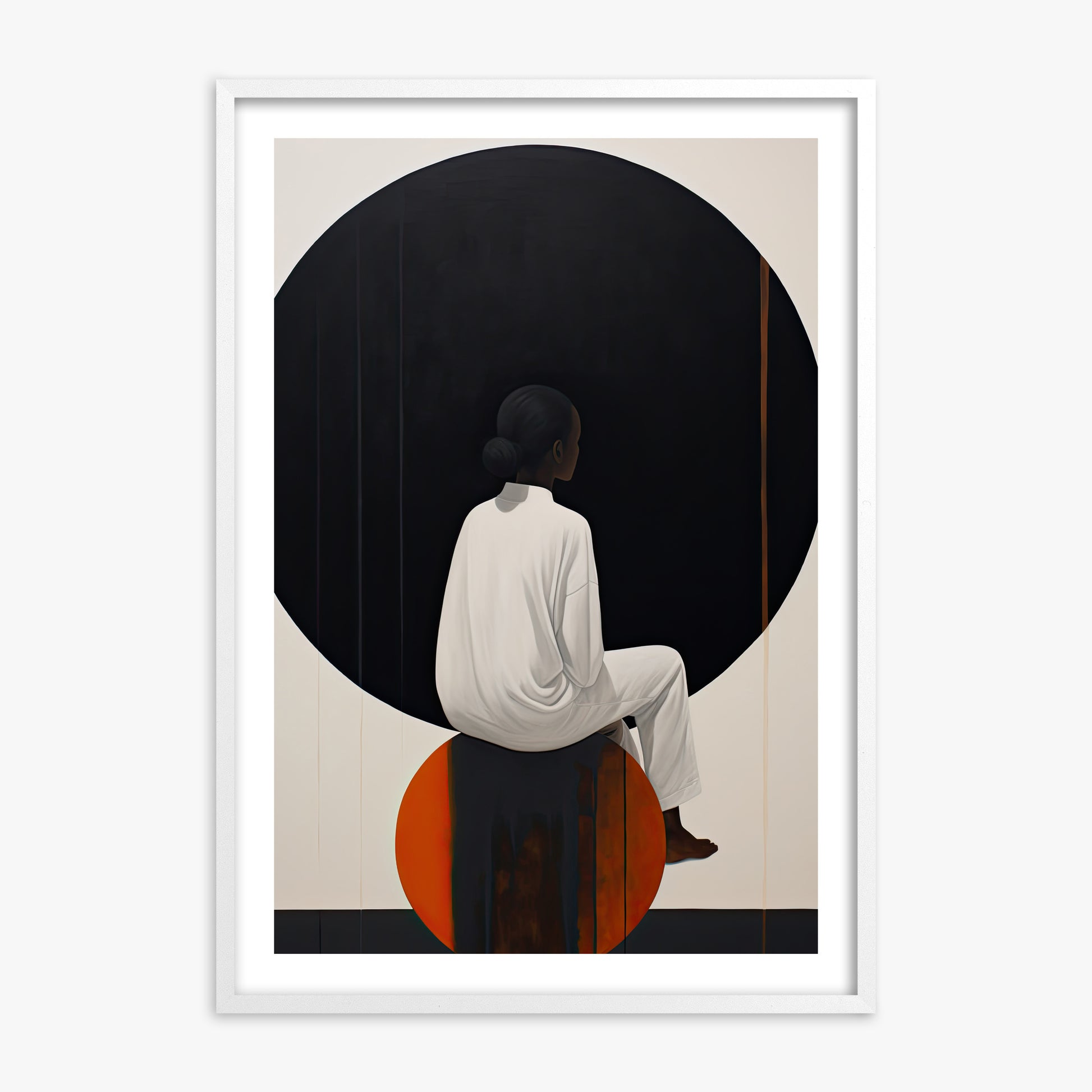 Contemplative Horizon, White Framed Poster With White Frame