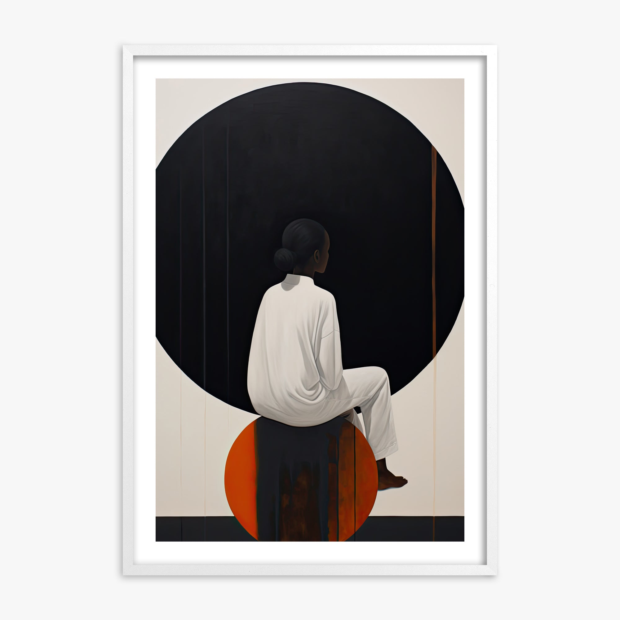 Contemplative Horizon, White Framed Poster With White Frame