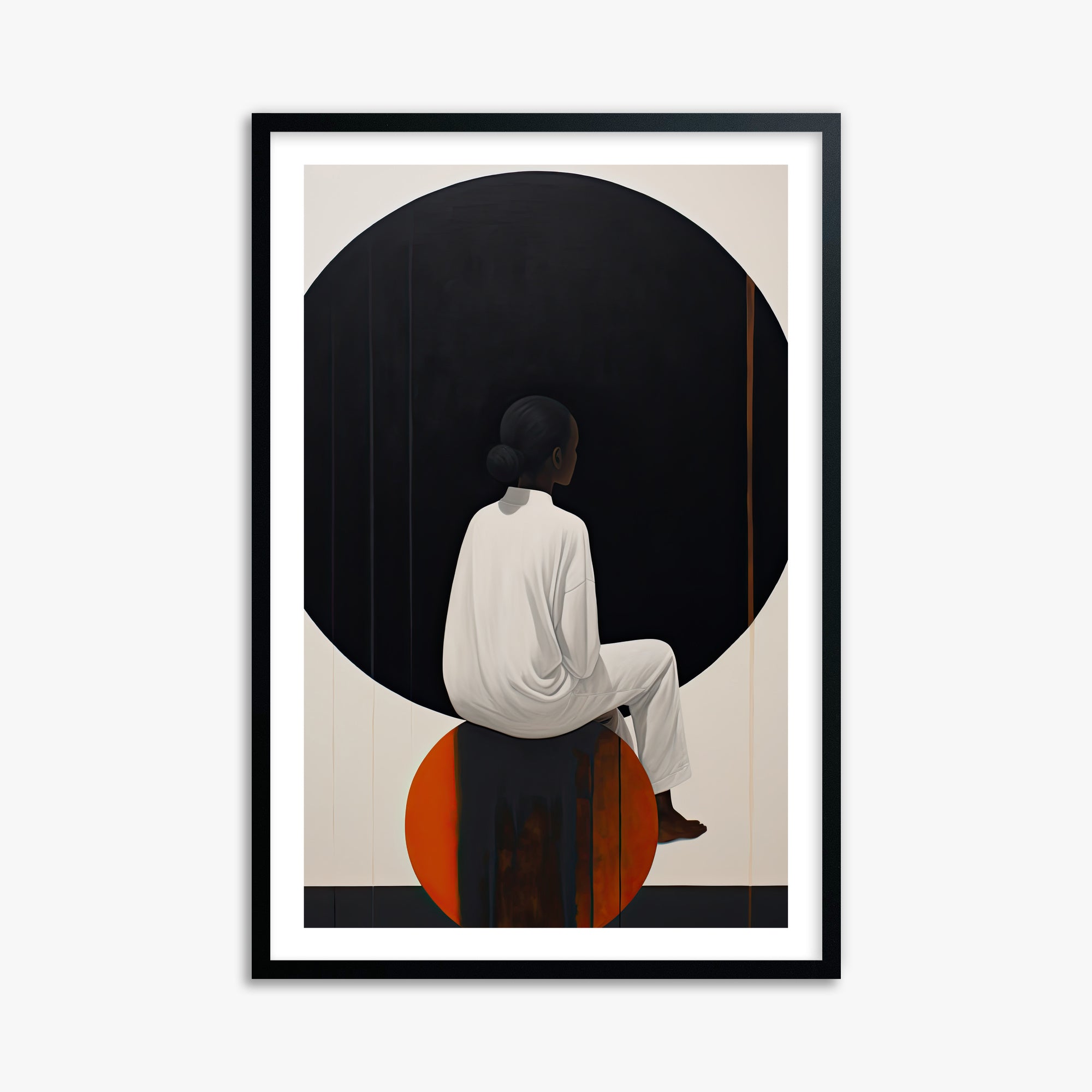 Contemplative Horizon, 61x91cm Black Framed Art Reproduction