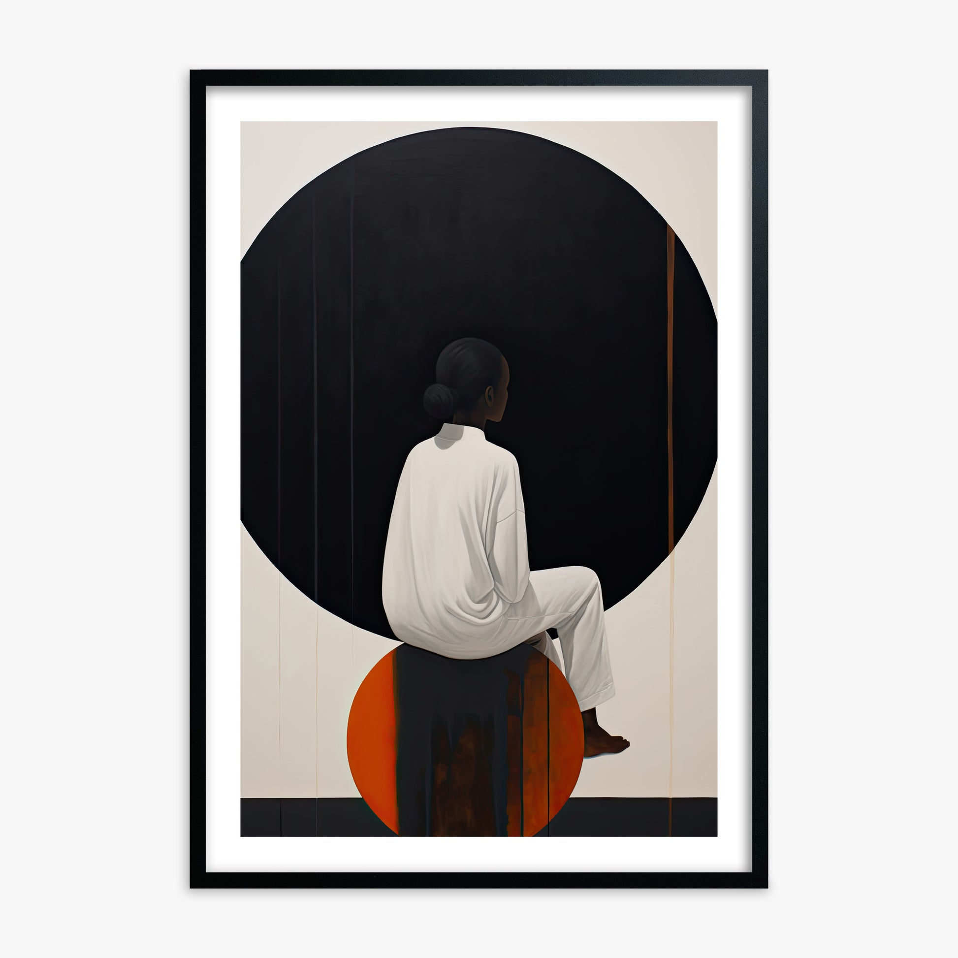 Contemplative Horizon, 70x100cm Black Framed Art Reproduction