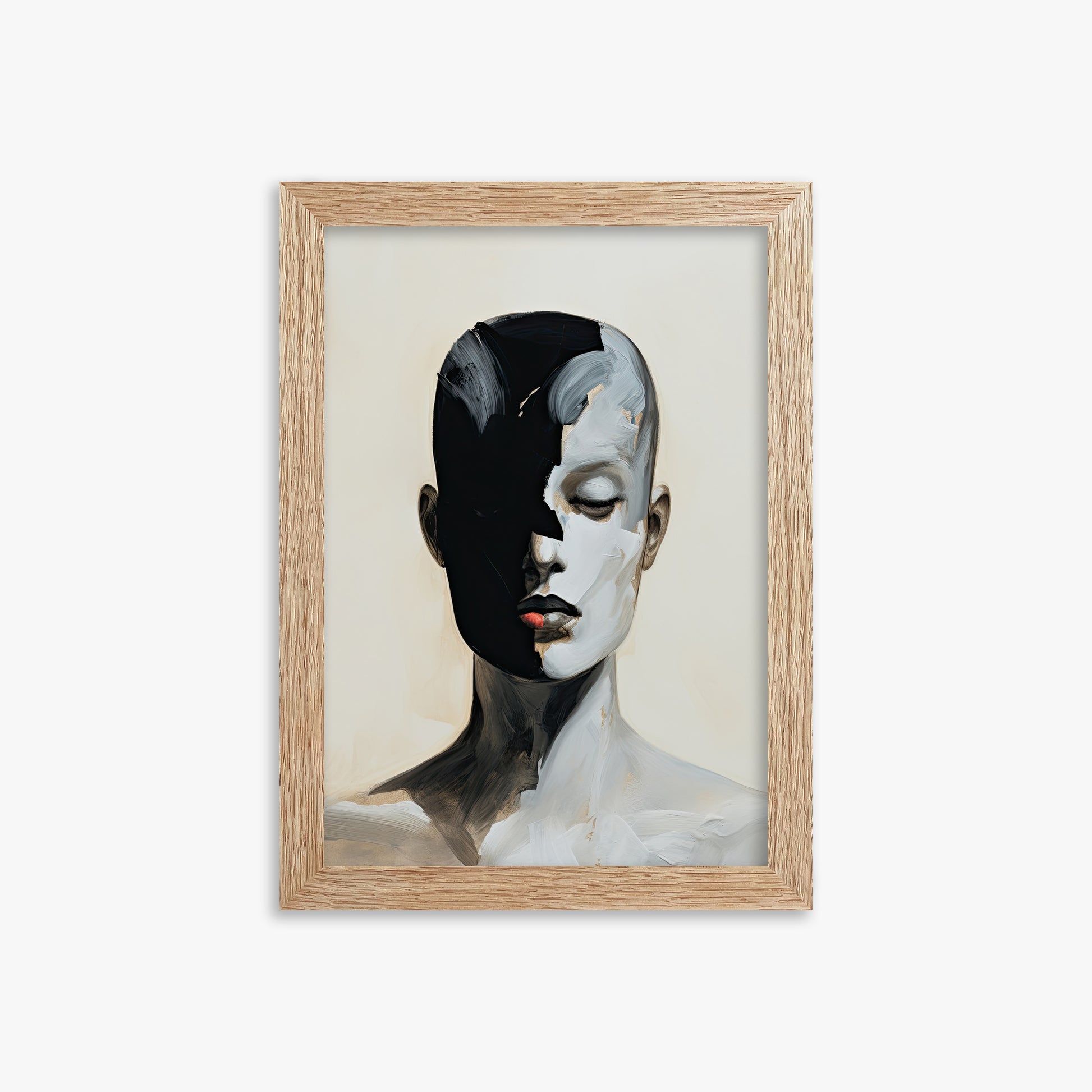 Masked Echo, 21x30cm Framed Art Reproduction With Raw Oak Frame