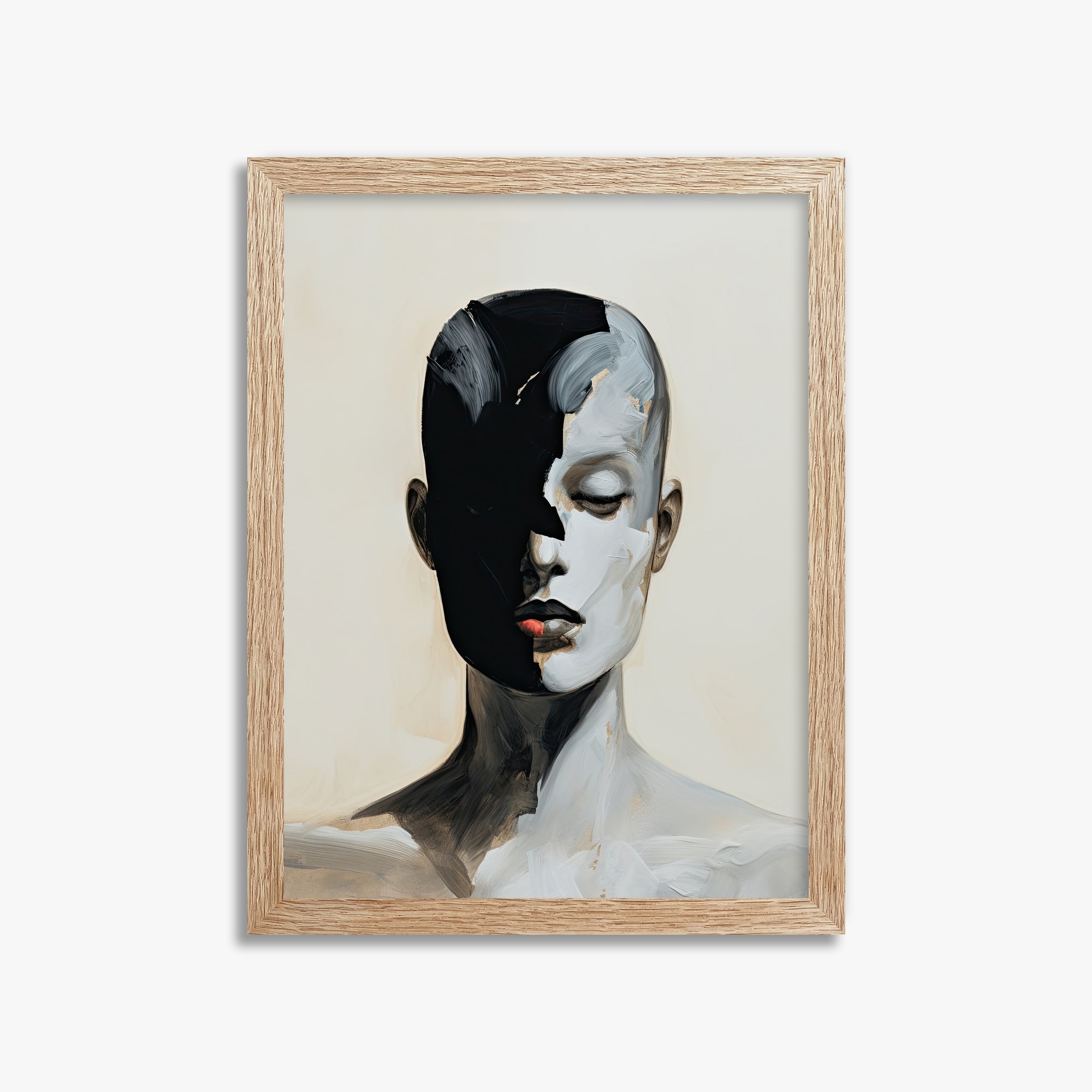 Masked Echo, 30x40cm Framed Art Reproduction With Raw Oak Frame