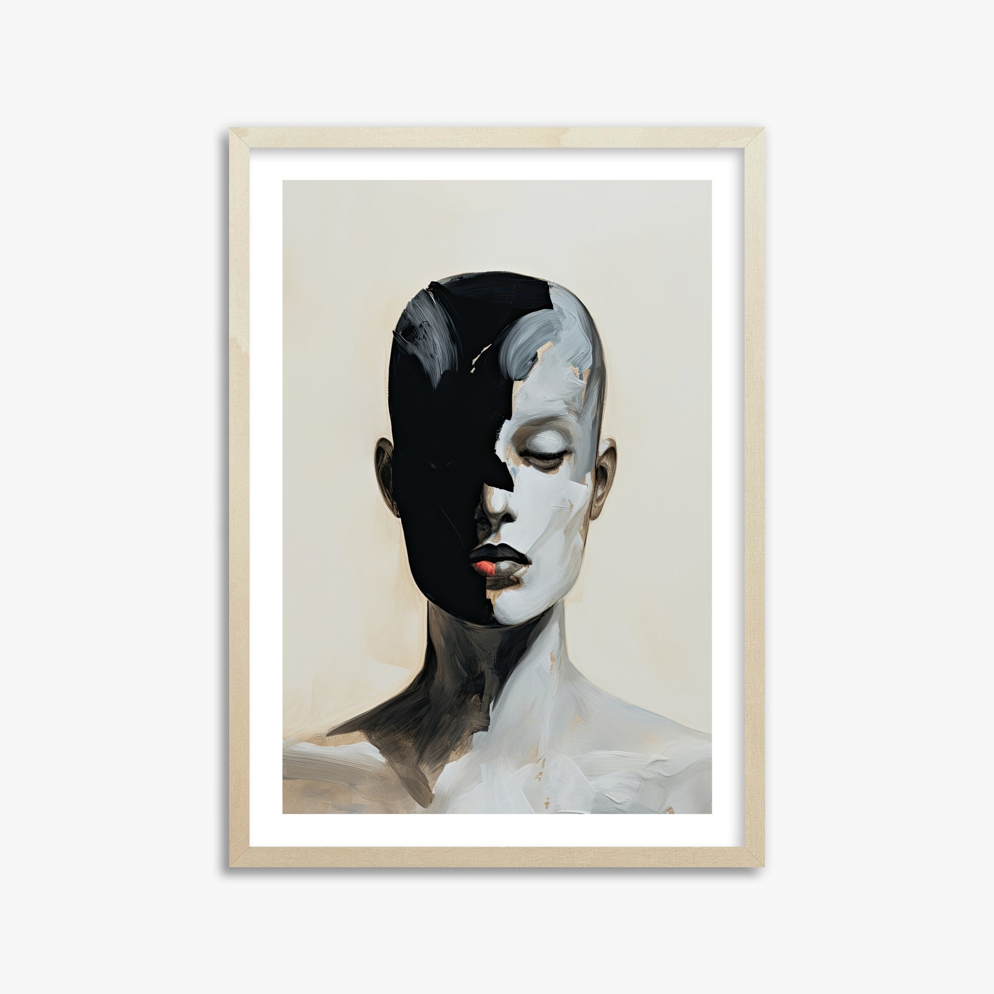 Masked Echo, 50x70cm Framed Art Reproduction With Lime Wood Frame