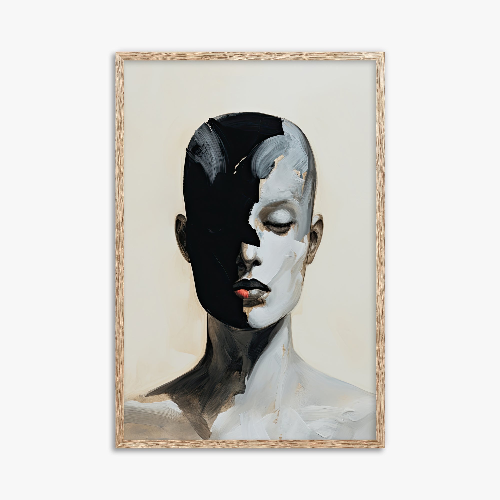 Masked Echo, 61x91cm Framed Art Reproduction With Raw Oak Frame